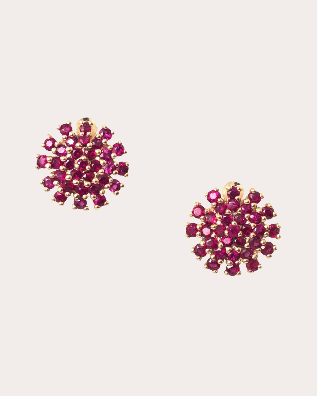 Ruby Flower Stud Earrings