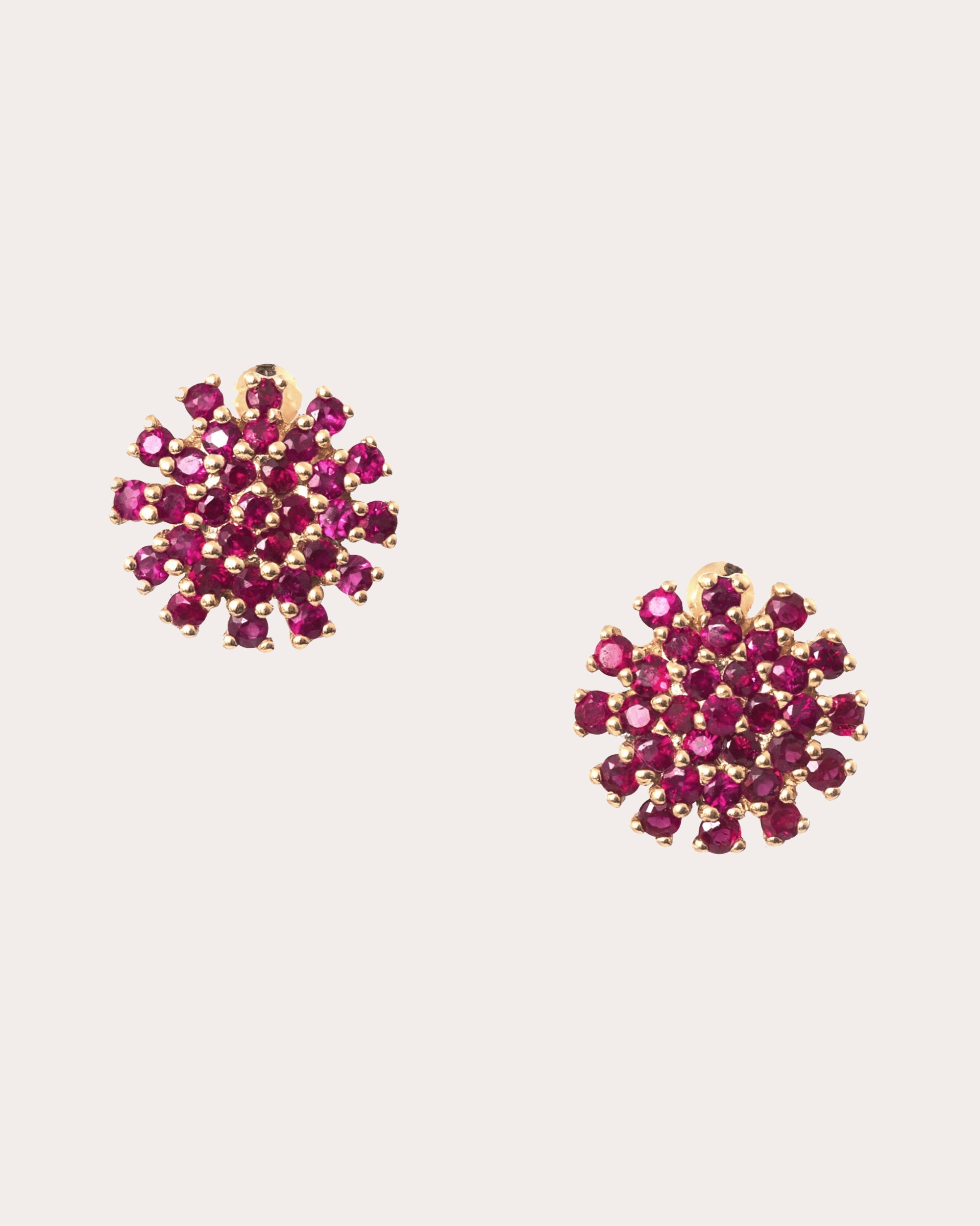 Ruby Flower Stud Earrings