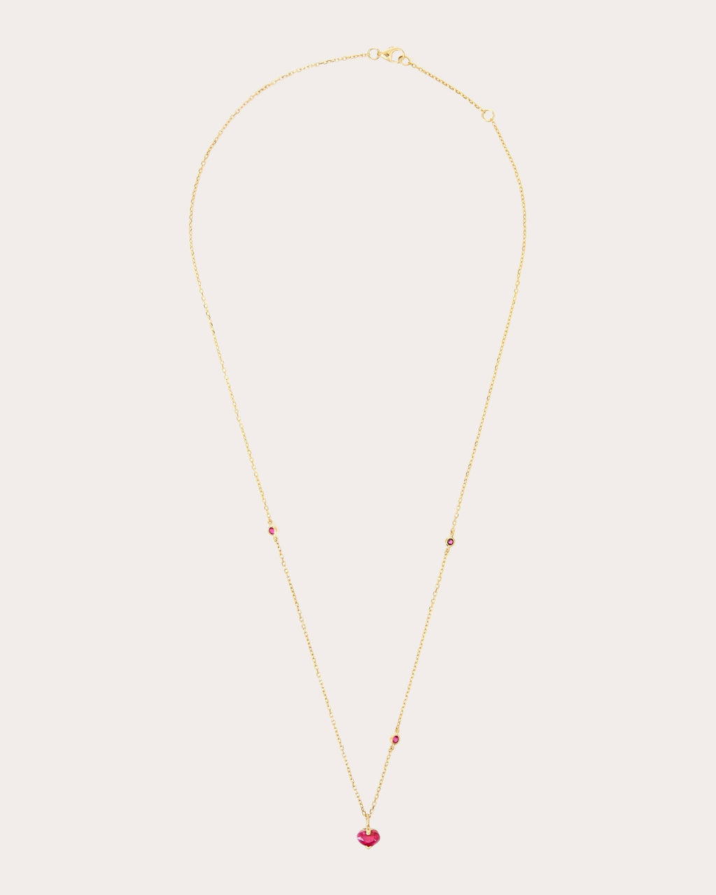 Ruby & 18k Gold Heart Pendant Necklace