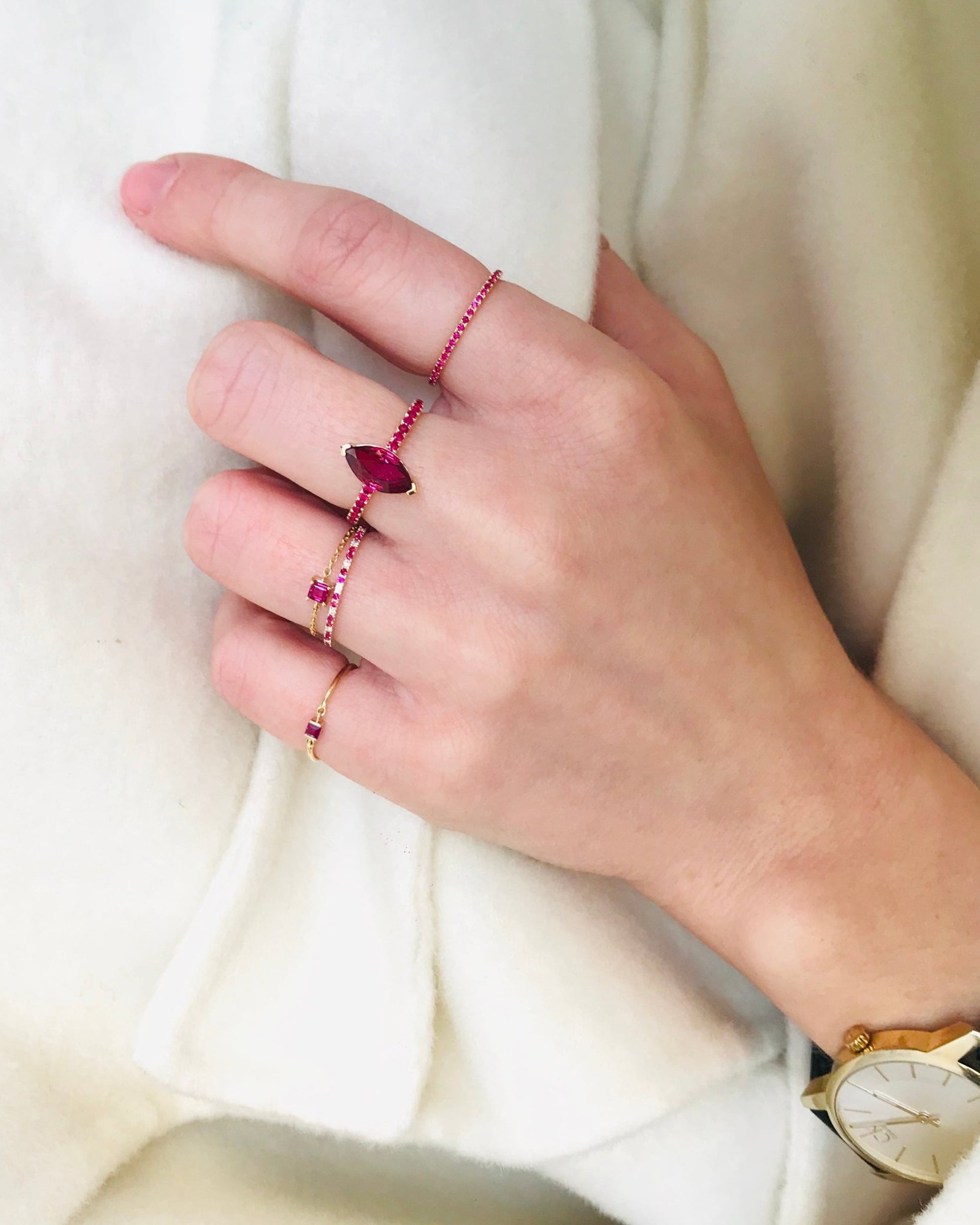 Ruby & 14k Gold Petite Circle Ring