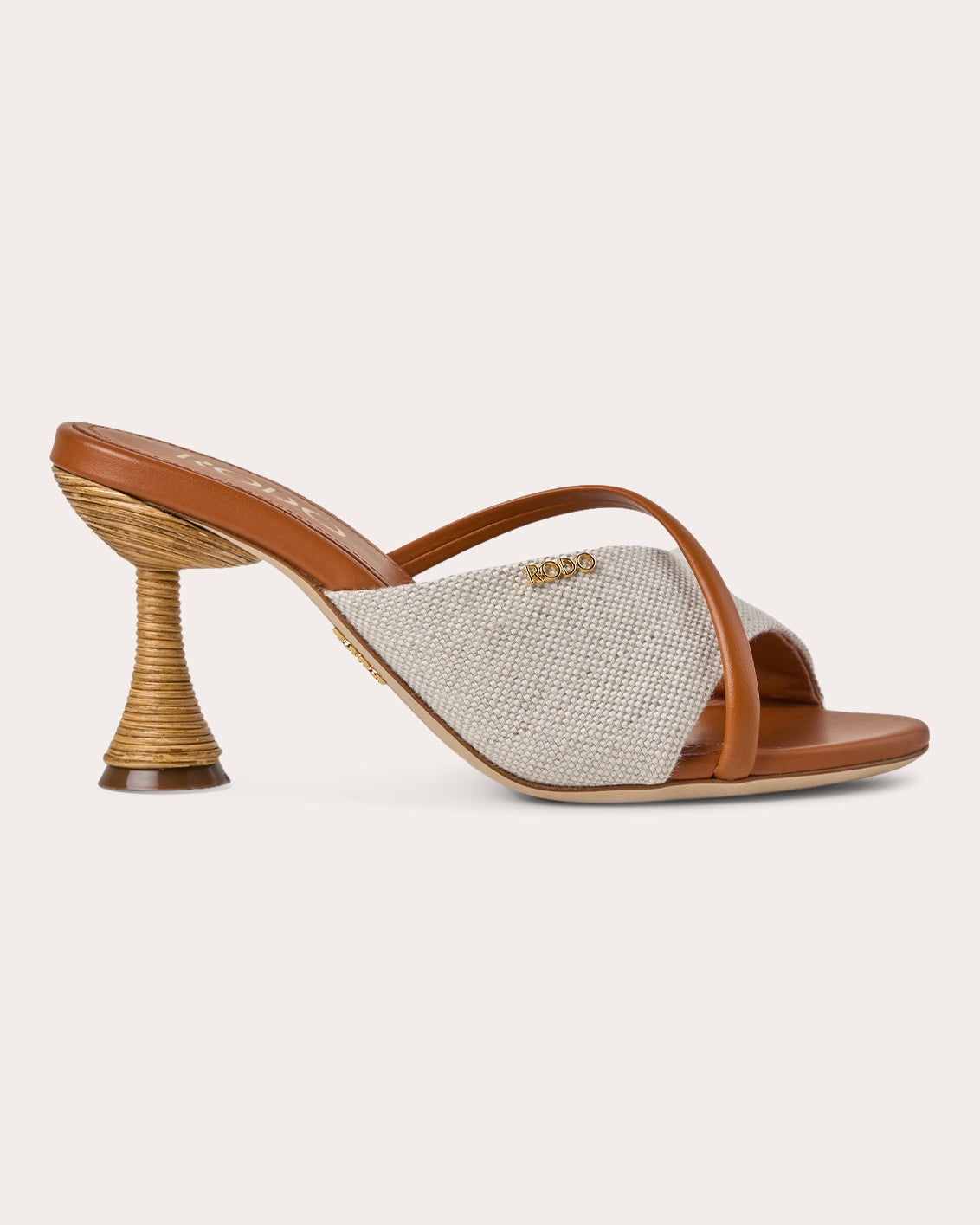 Mabella 80 Asymmetric Leather Linen Sandal