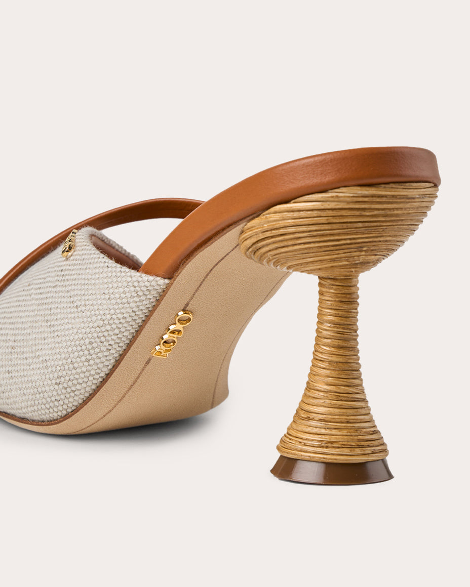 Mabella 80 Asymmetric Leather Linen Sandal