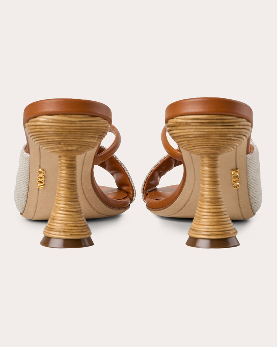 Mabella 80 Asymmetric Leather Linen Sandal