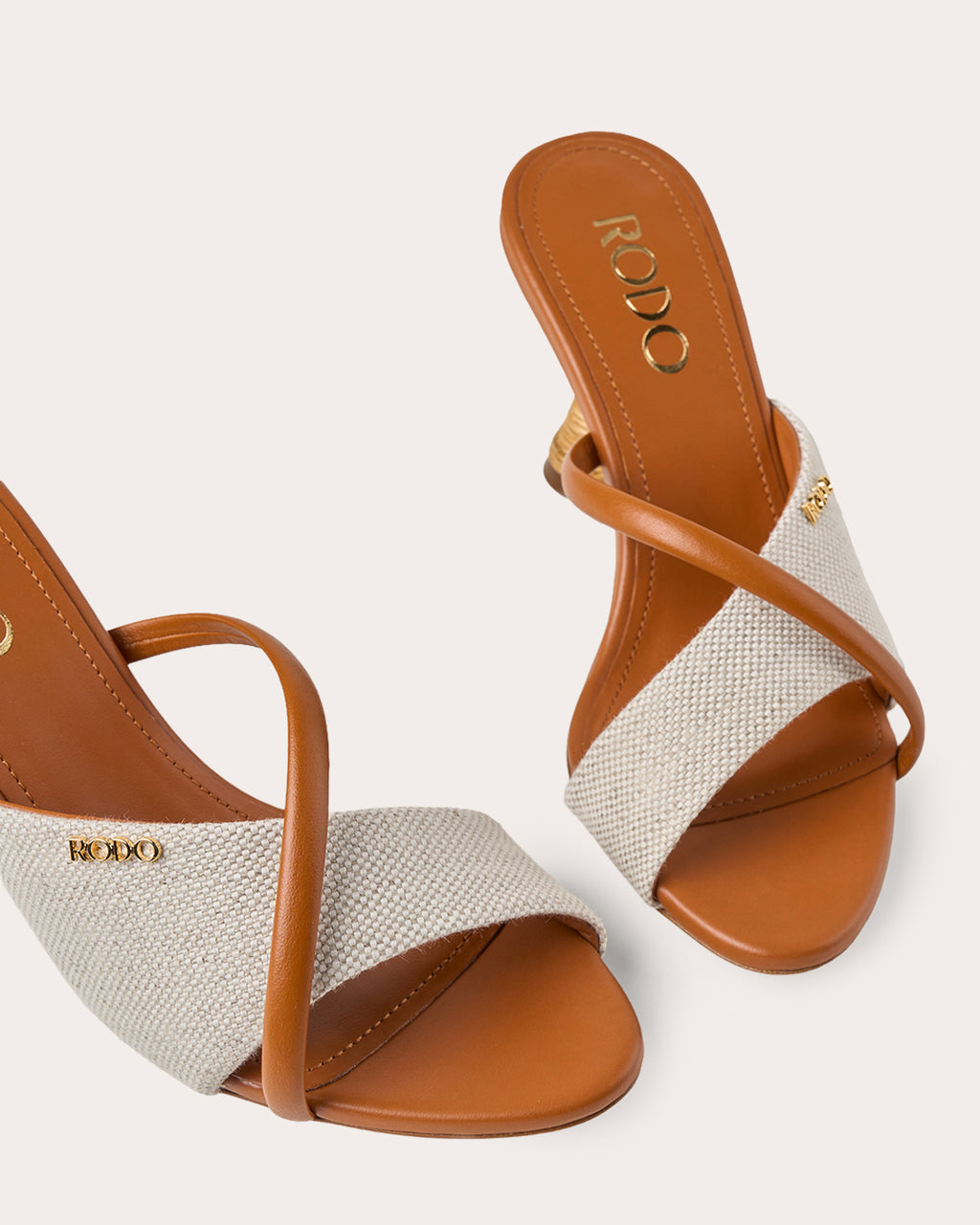 Mabella 80 Asymmetric Leather Linen Sandal