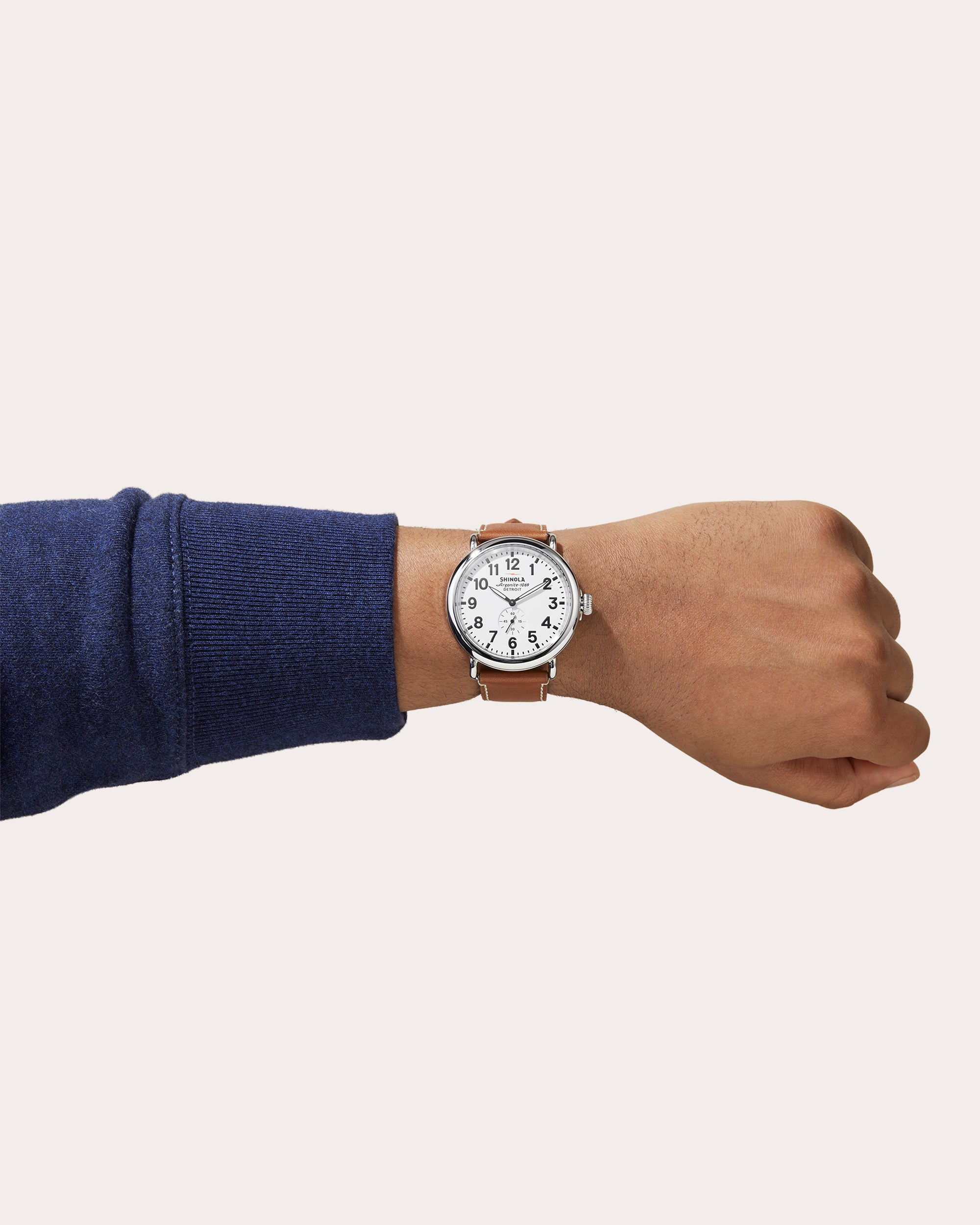 Men's Runwell 47mm Stainless Steel and Leather Watch