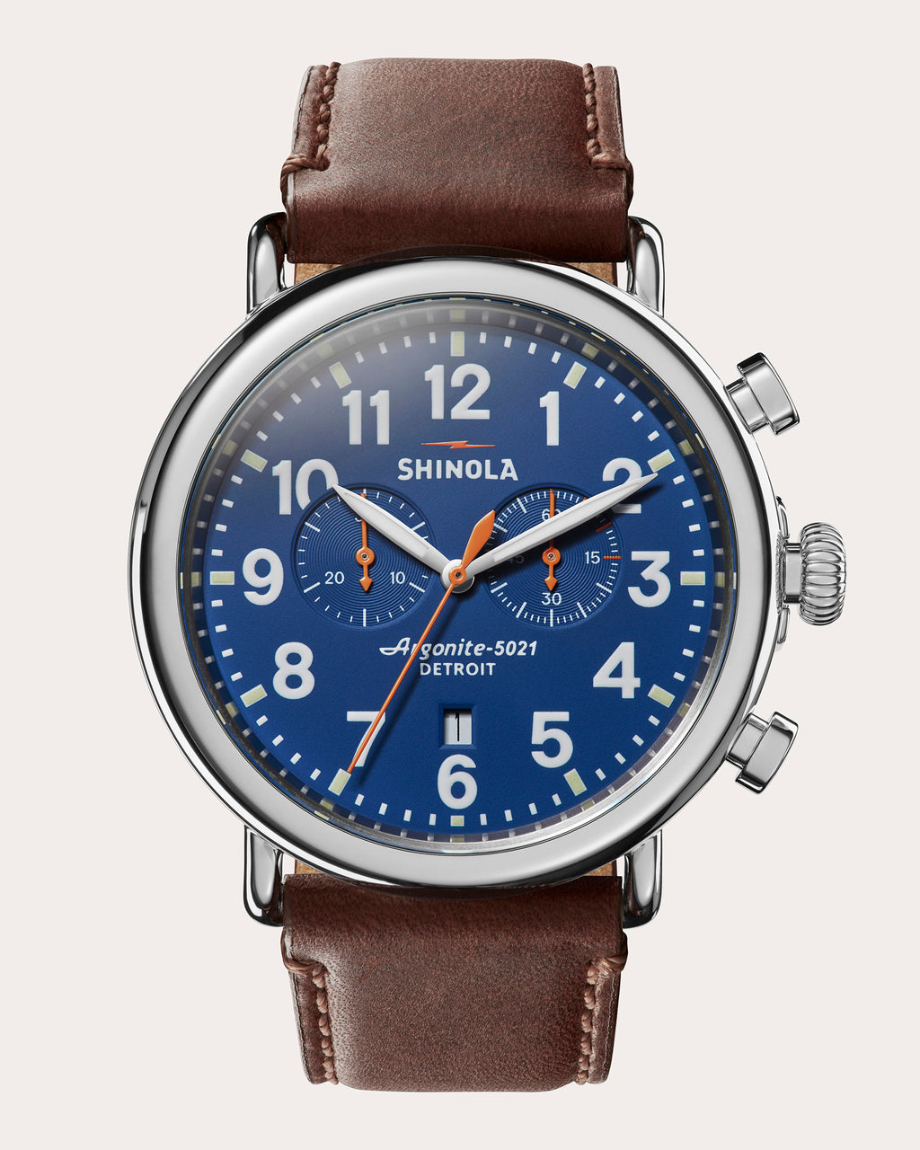 Men's Runwell Chronograph 47mm Stainless Steel and Leather Watch