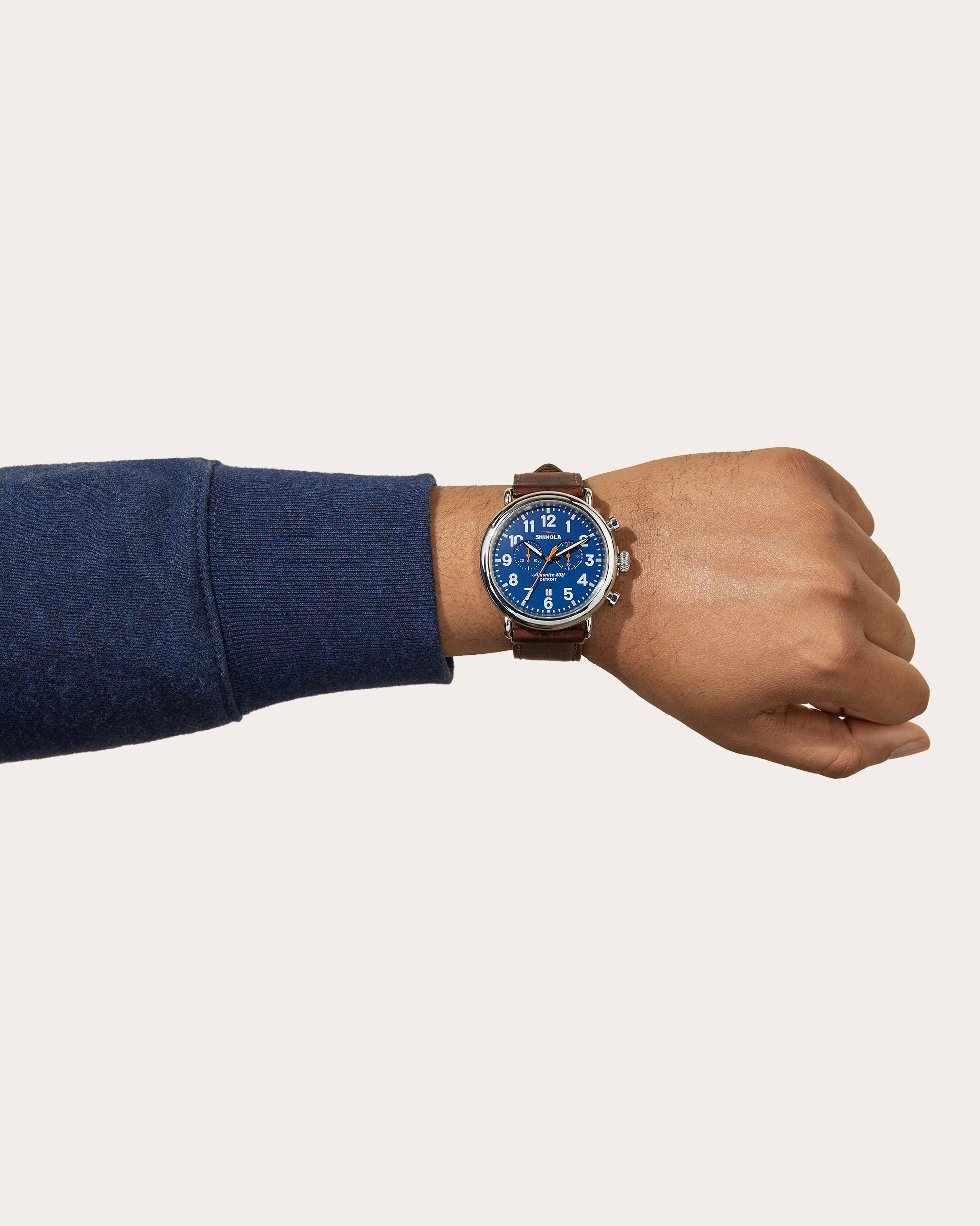 Men's Runwell Chronograph 47mm Stainless Steel and Leather Watch