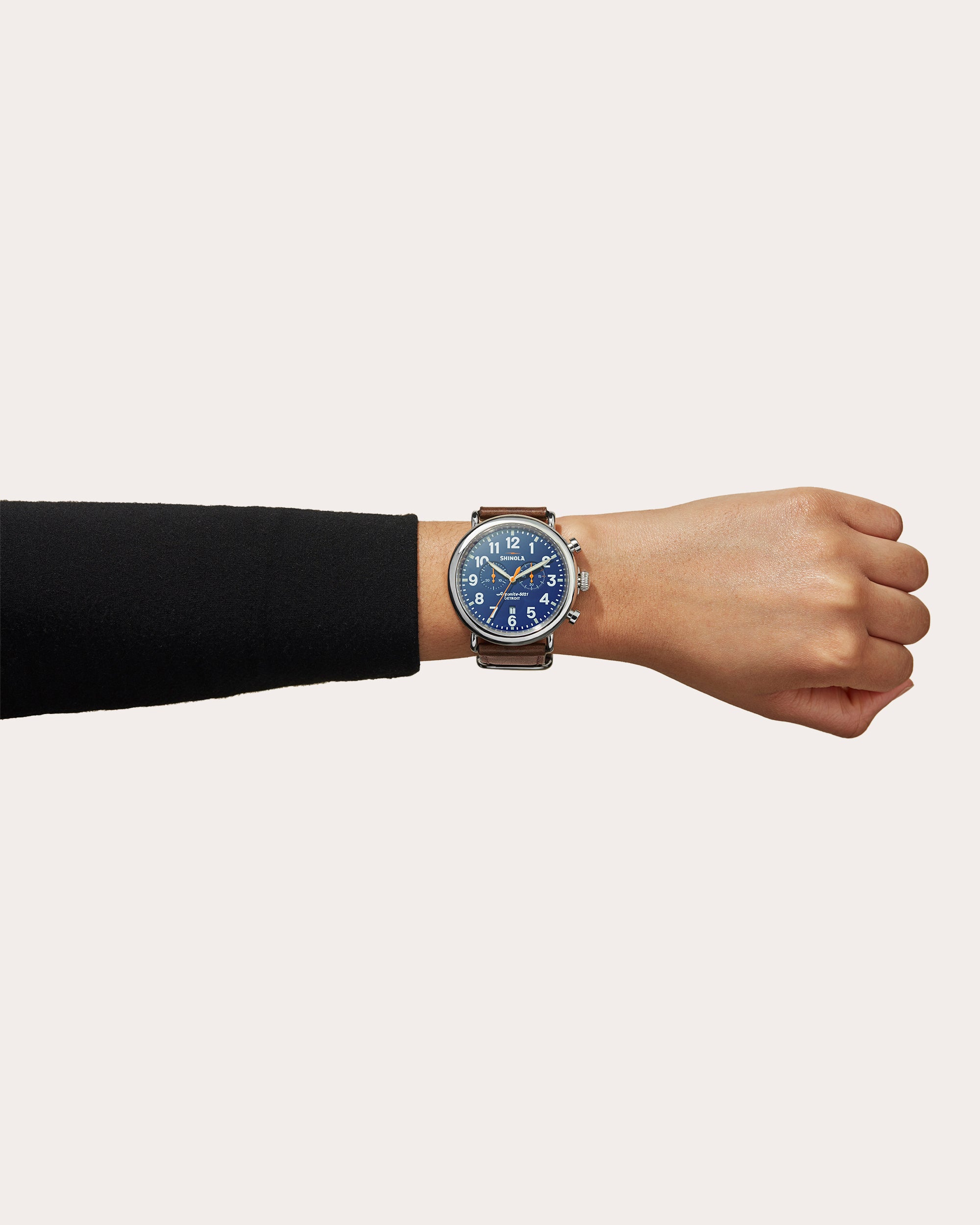 Men's Runwell Chronograph 47mm Stainless Steel and Leather Watch