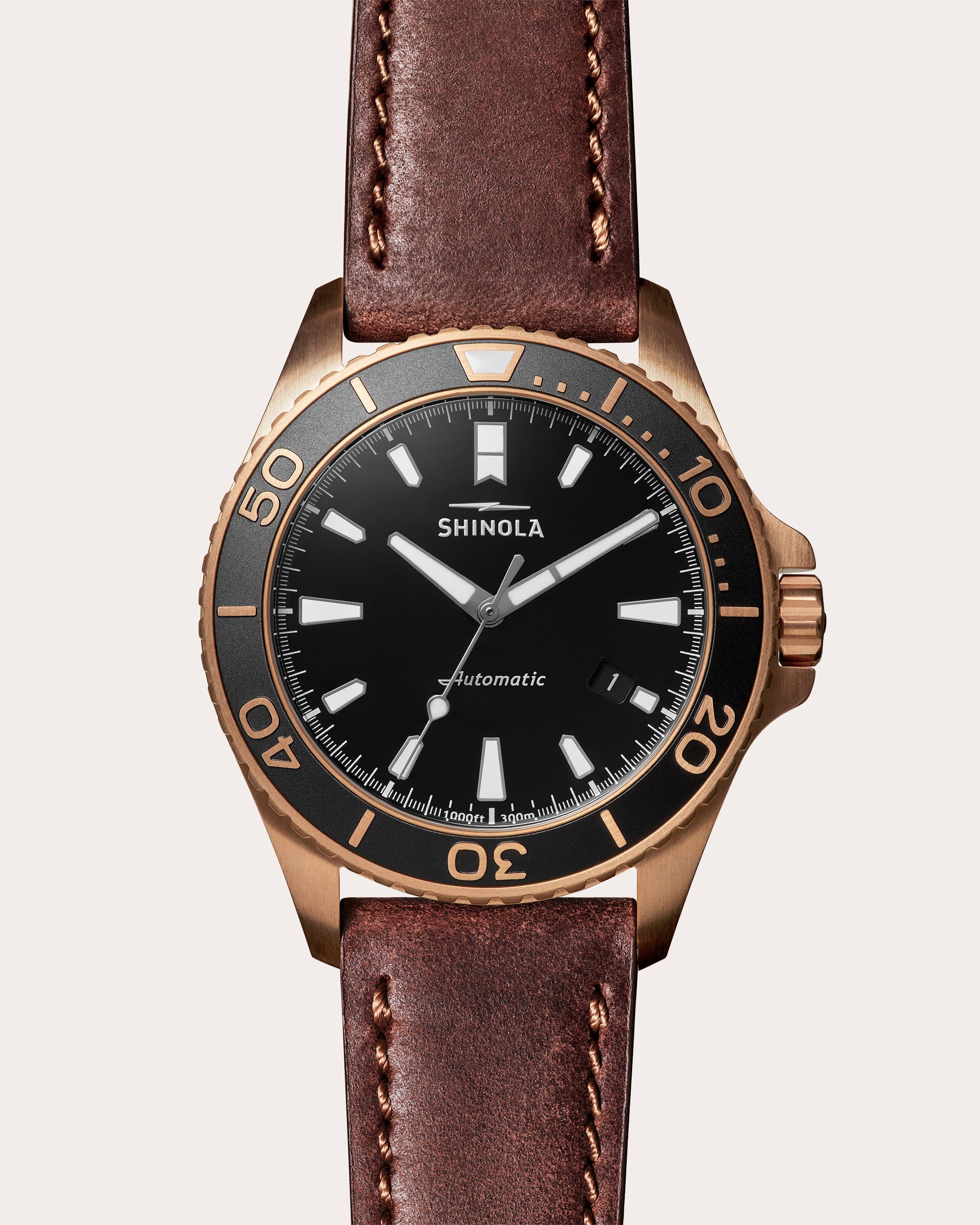 Men's Bronze Monster 43mm Leather-Strap Watch Set