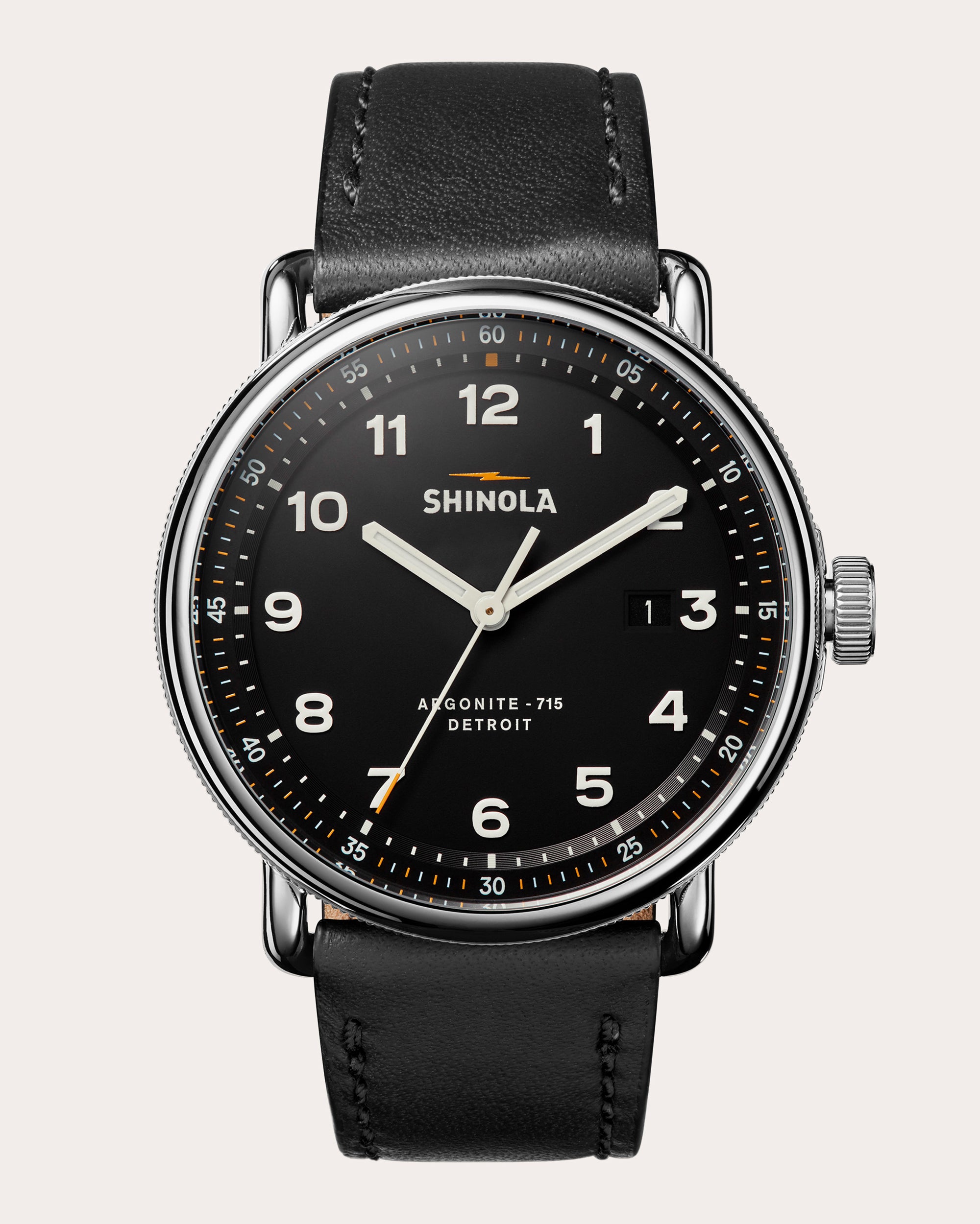 Men's Stainless Steel Canfield C56 43mm Leather-Strap Watch