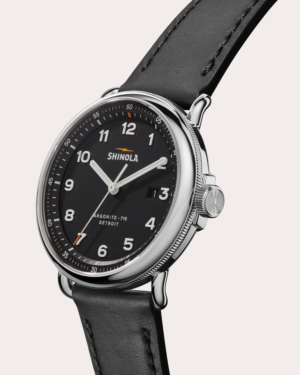Men's Stainless Steel Canfield C56 43mm Leather-Strap Watch