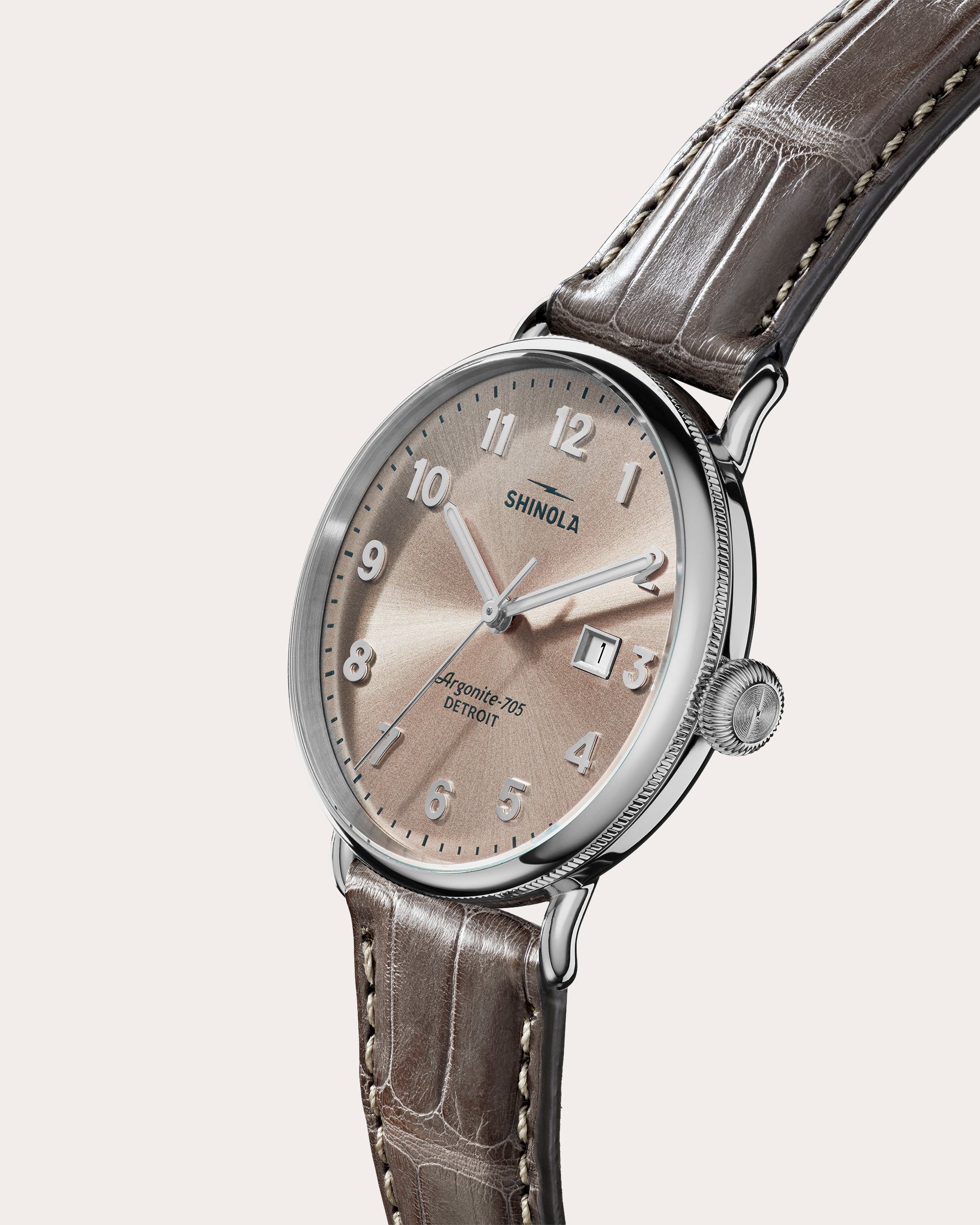 Canfield 38mm Croc Leather-Strap Watch