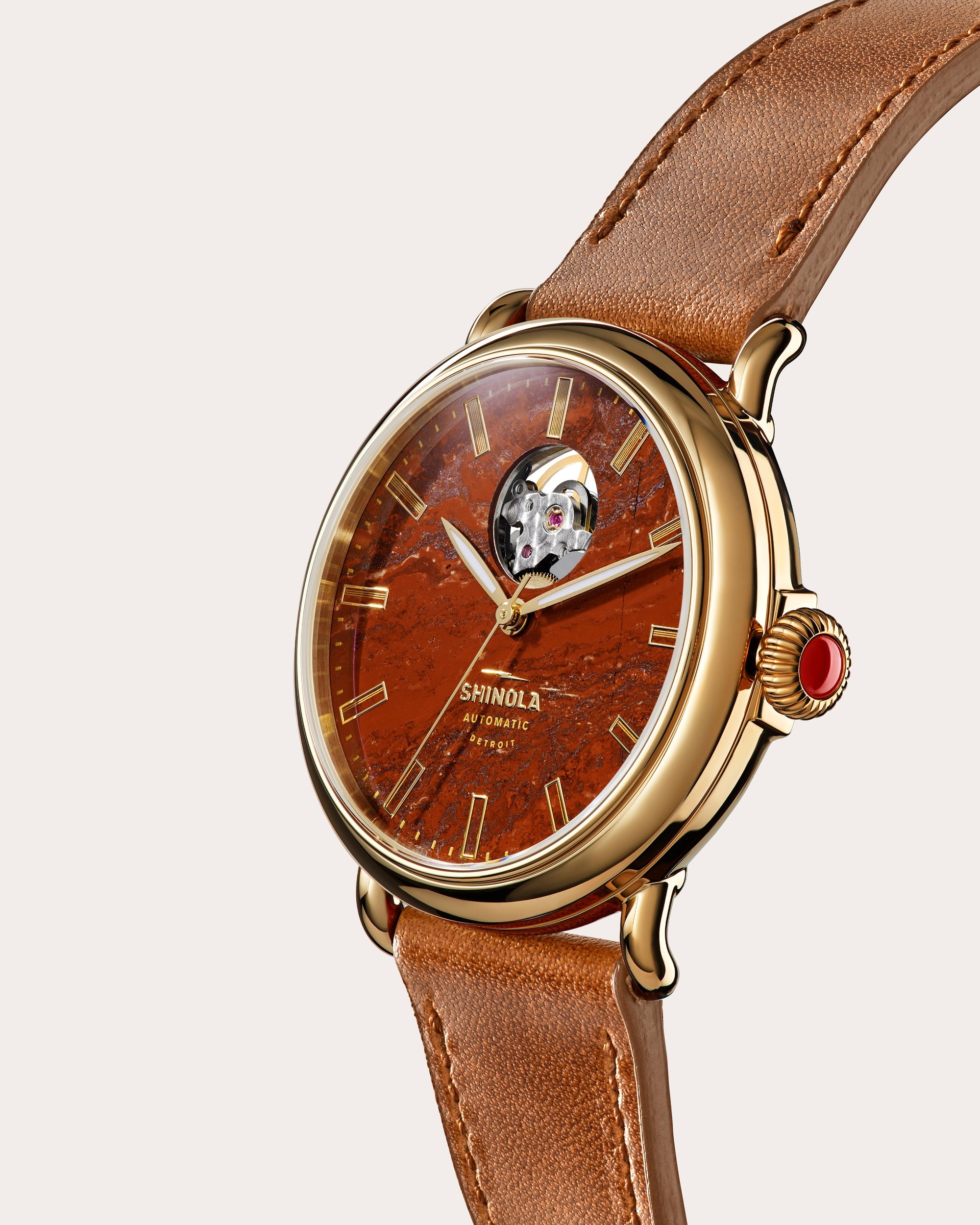 Jasper Runwell Gilda 39mm Leather-Strap Watch | Olivela
