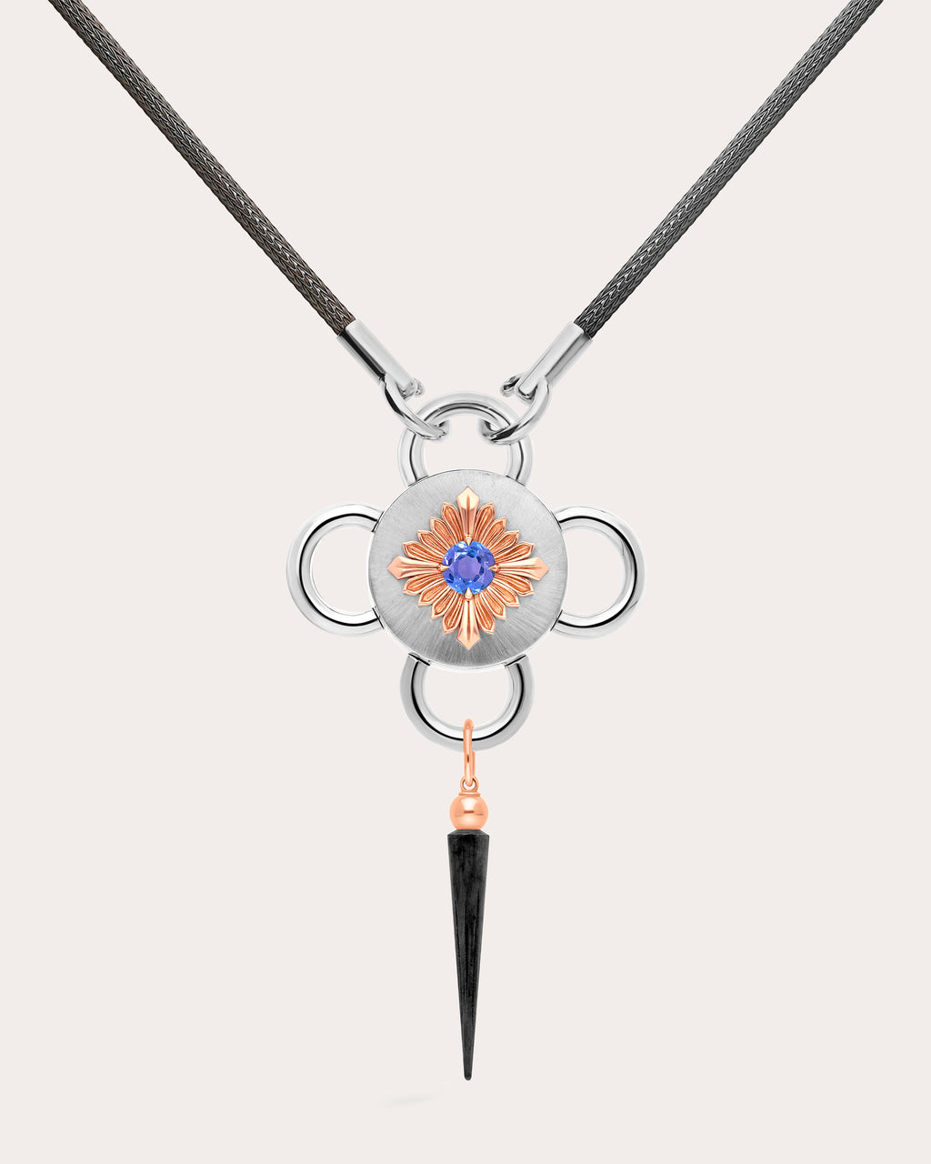 Tanzanite & 18k Rose Gold Bolt Pendant Necklace