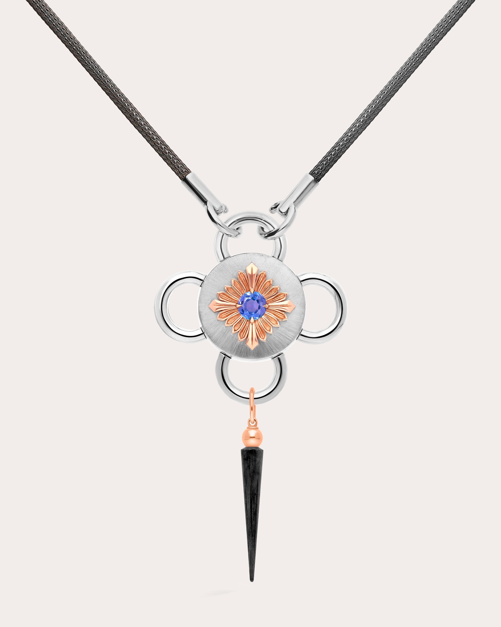 Tanzanite & 18k Rose Gold Bolt Pendant Necklace