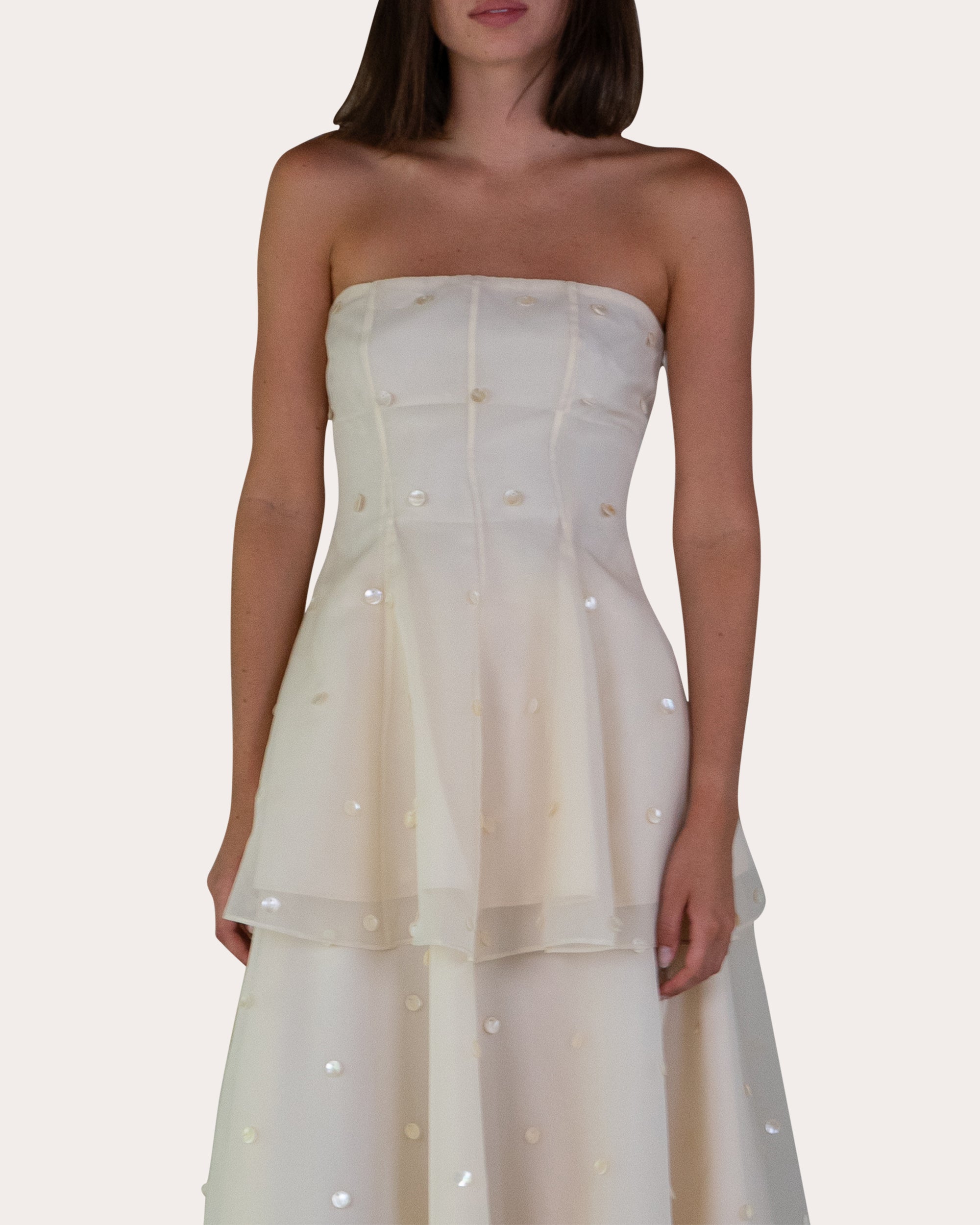 Sable Pearl-Embellished Mini Dress