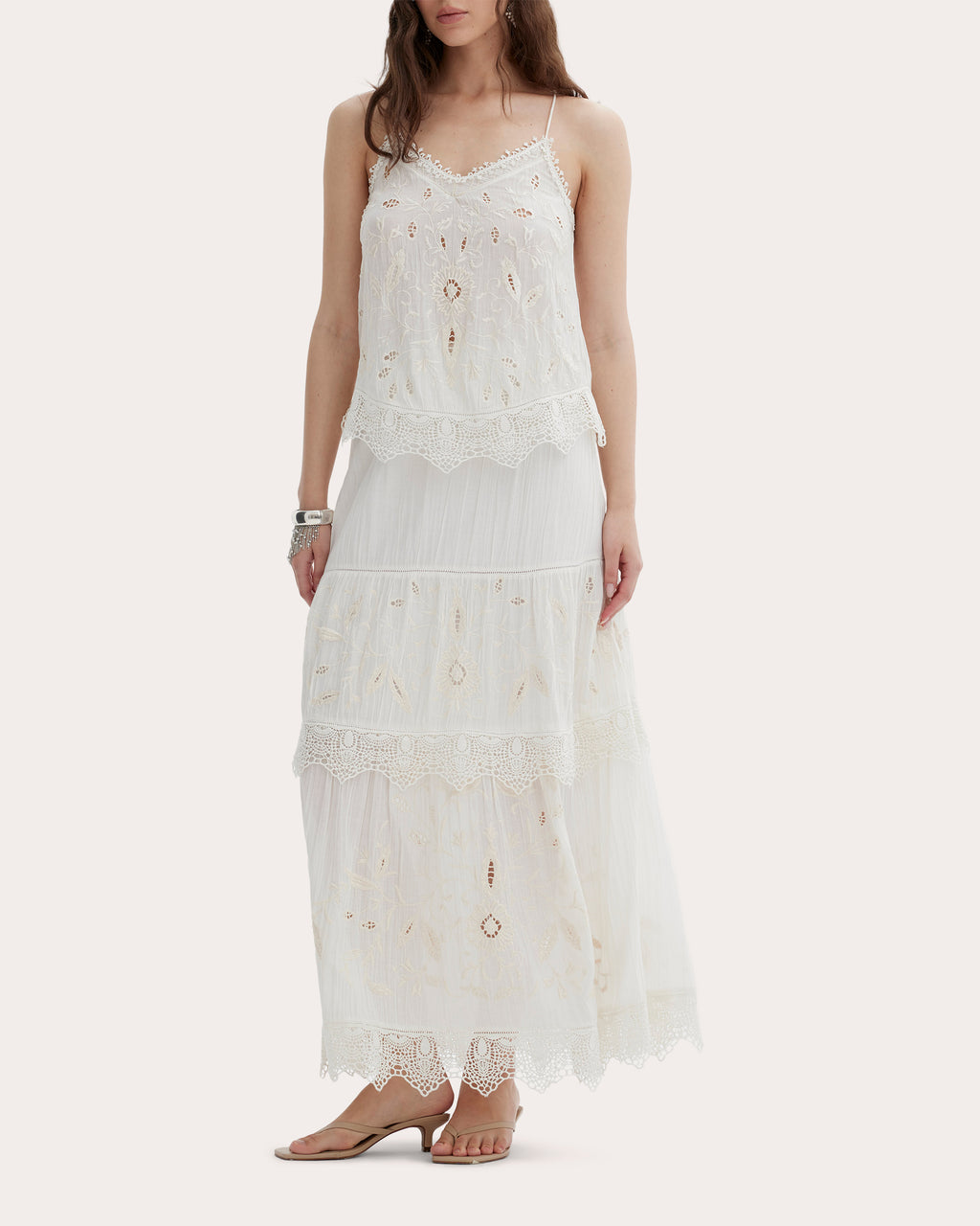 Esha Embroidered Crinkled Crepe Tank Top