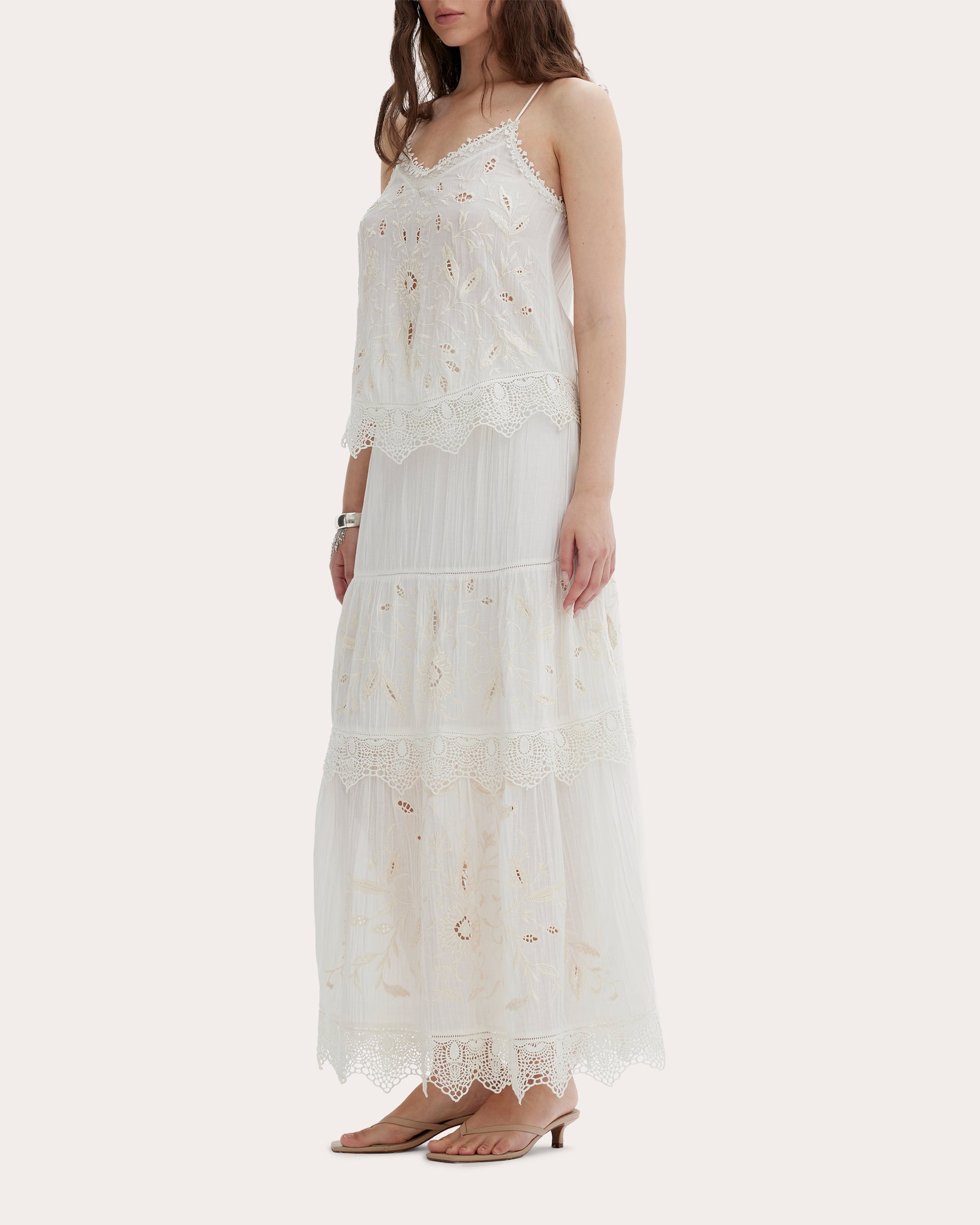Erica Crinkled Crepe Tiered Maxi Skirt