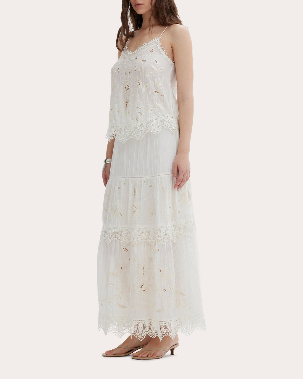 Esha Embroidered Crinkled Crepe Tank Top