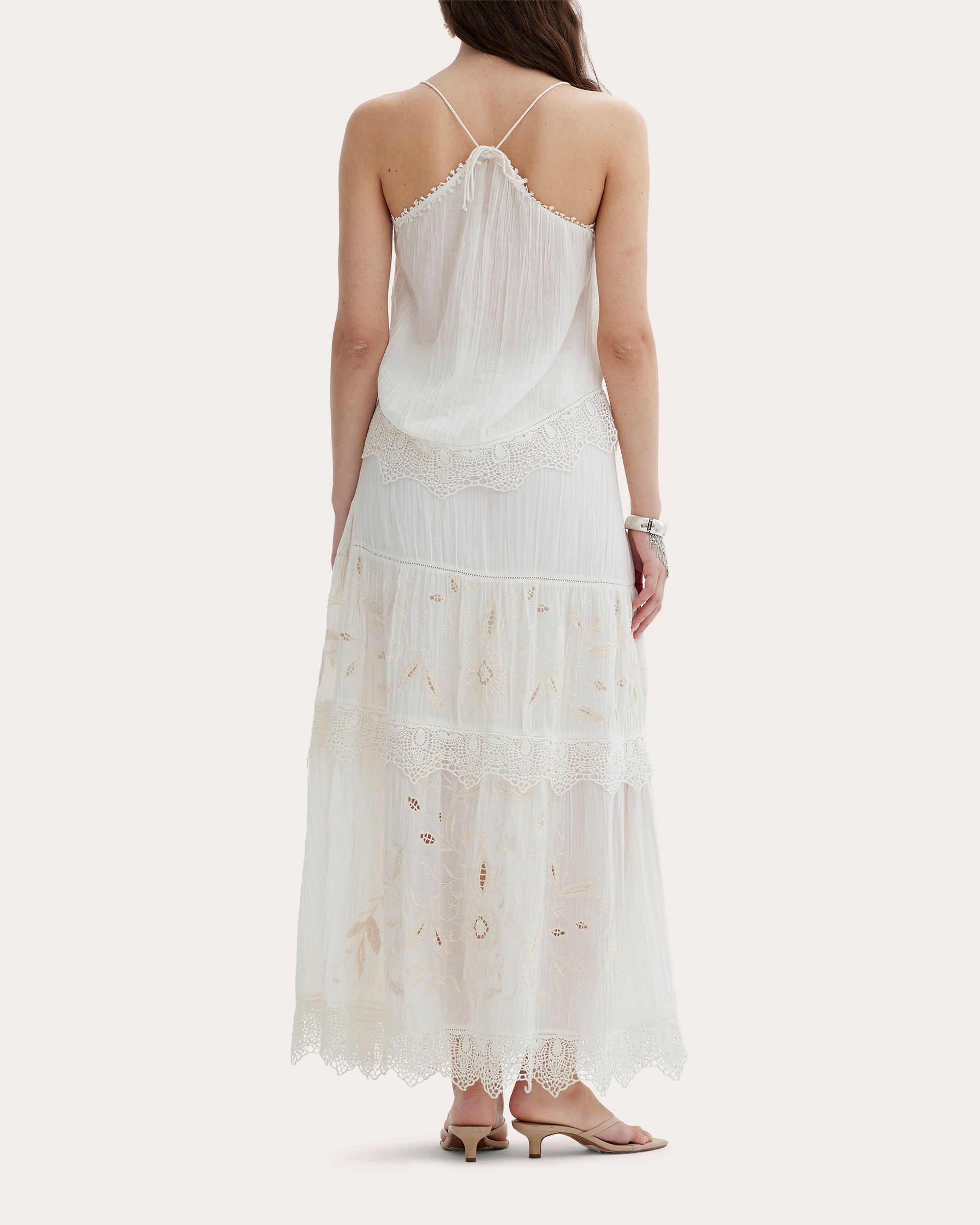 Esha Embroidered Crinkled Crepe Tank Top
