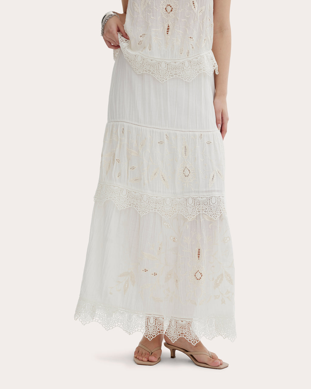Erica Crinkled Crepe Tiered Maxi Skirt