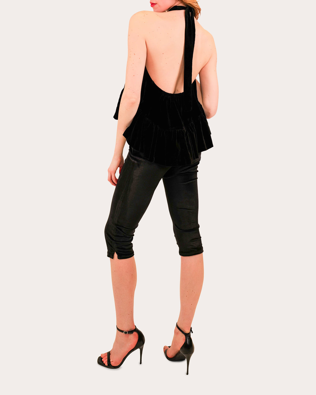 Winston Velvet Ruffle Halter Top