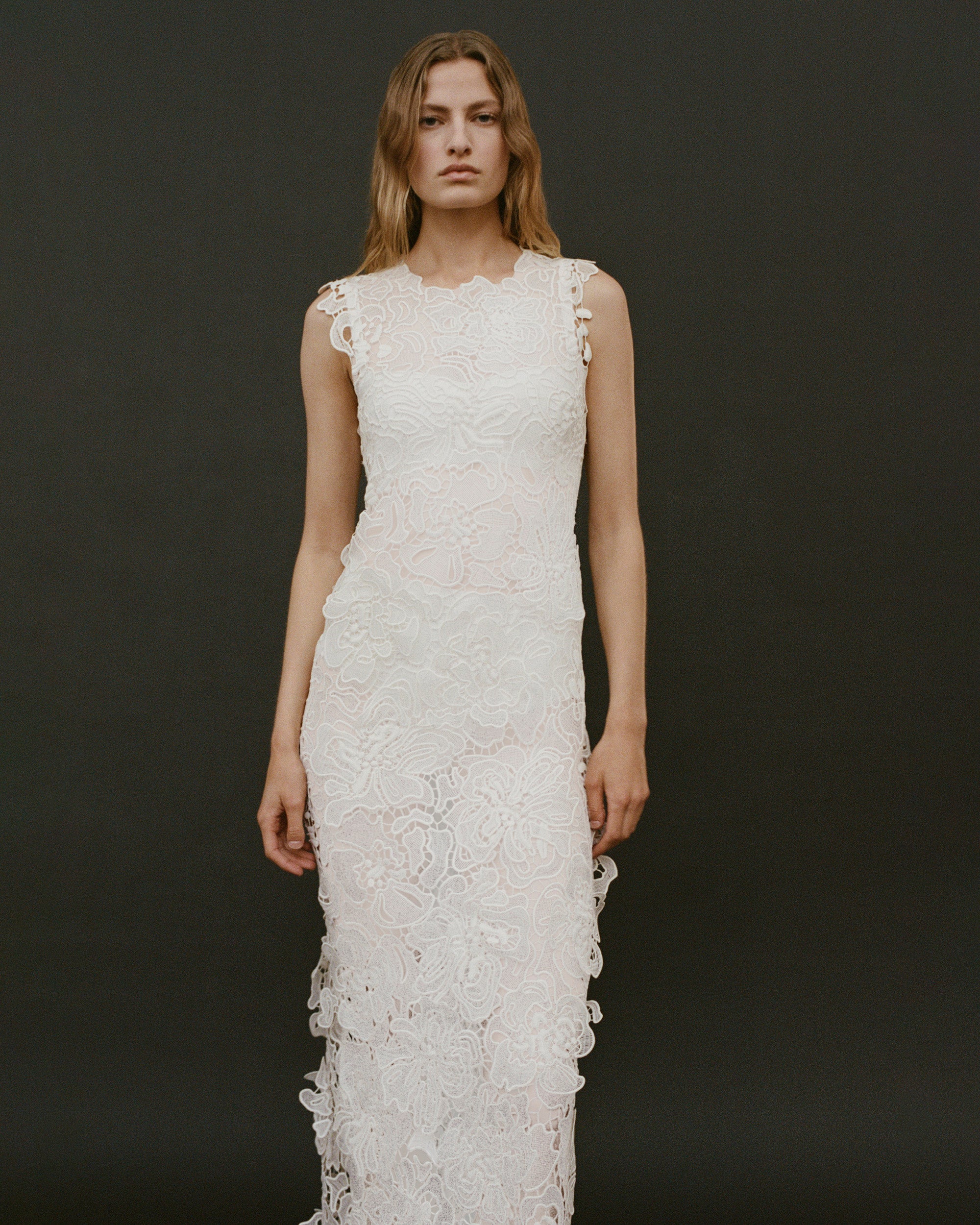 white lace sleeveless midi dress HALTER NECK LACE MIDI DRESS IN WHITE | CULT MIA