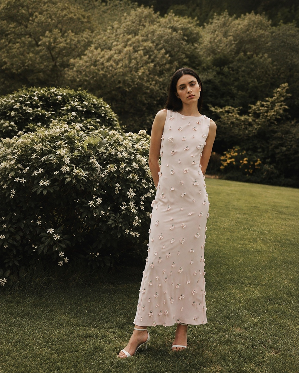 Claudia Embellished Crepe Column Midi Dress