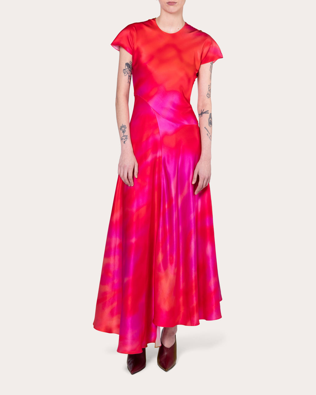 Adriana Printed Silk-Satin Midi Dress
