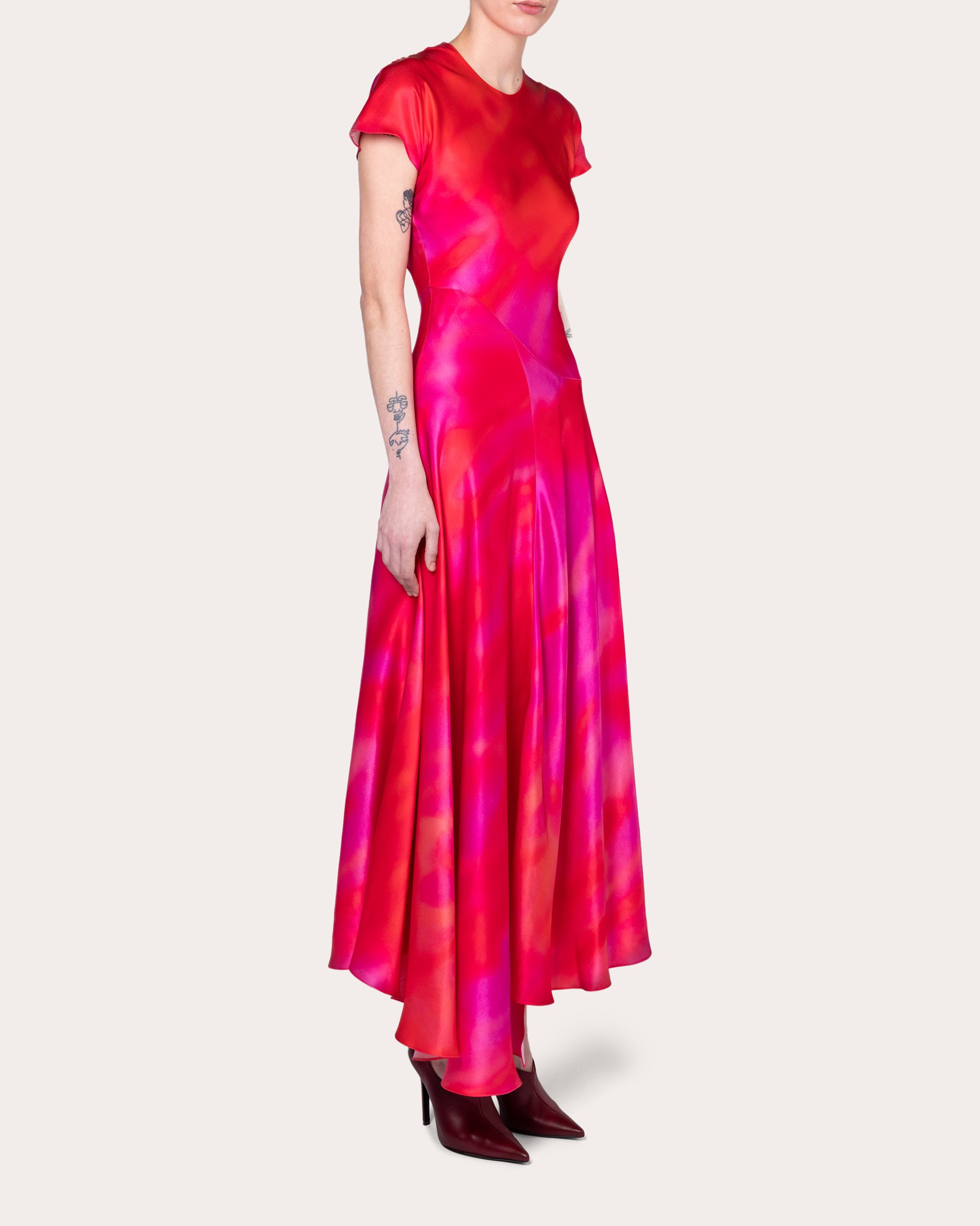Adriana Printed Silk-Satin Midi Dress