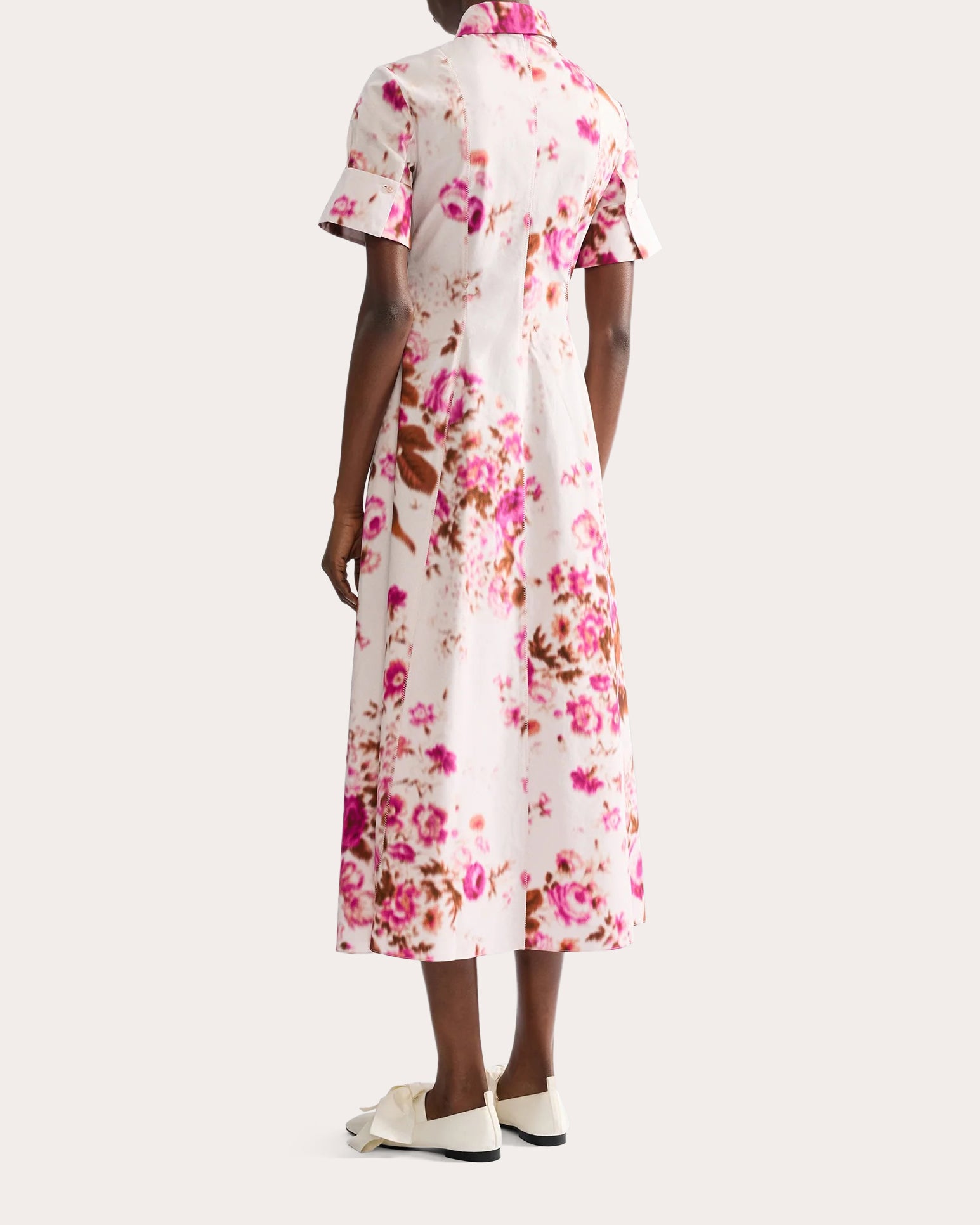 Floral Cotton A-Line Midi Shirt Dress