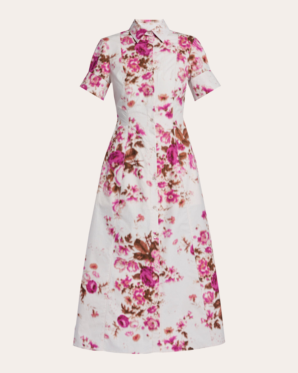 a line midi shirt dress Erdem Women's Floral Cotton Shirtdress - Rose Bouquet Hot Pink