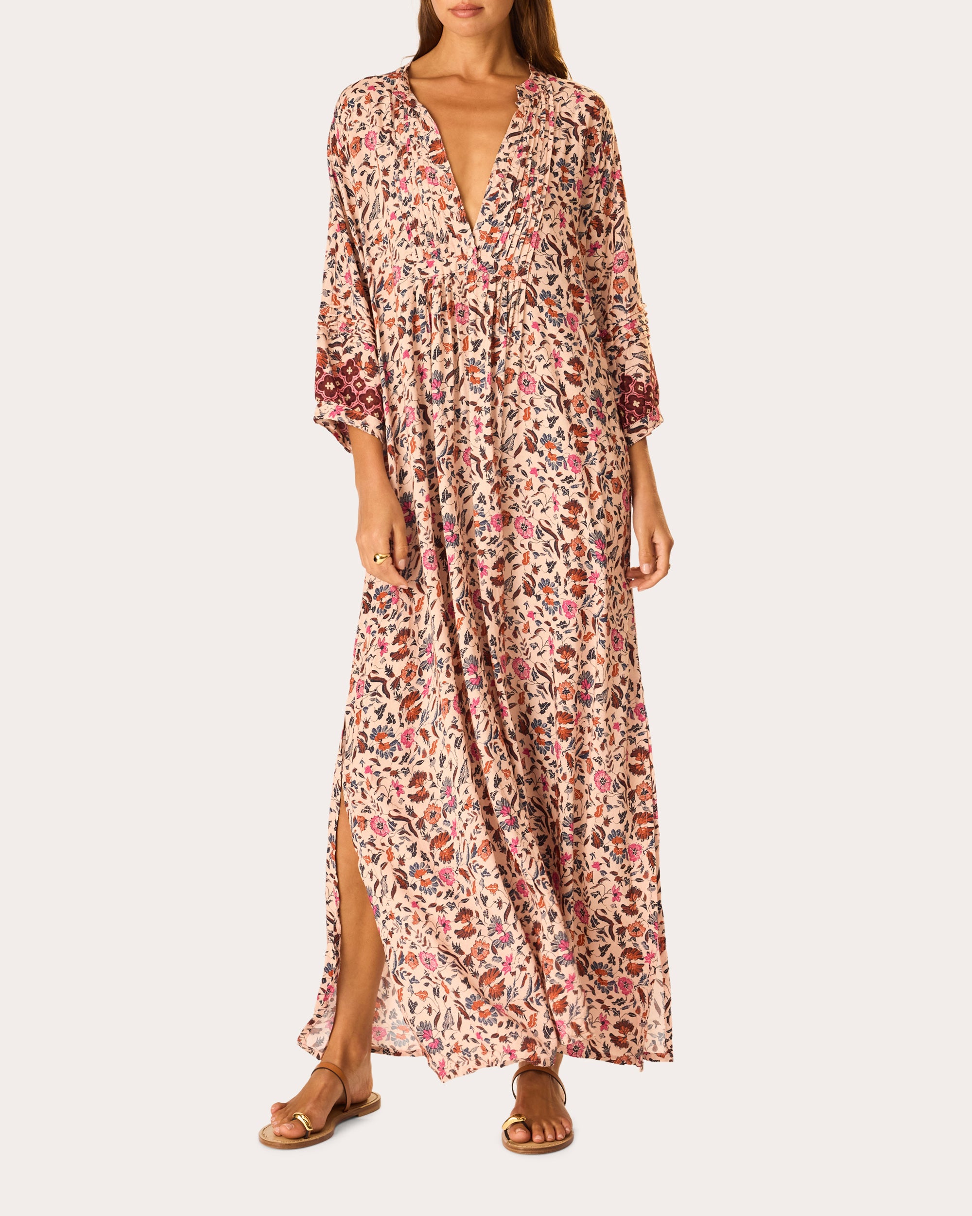 Natalie Martin Valerie Floral V-Neck Midi Dress - Multicolor