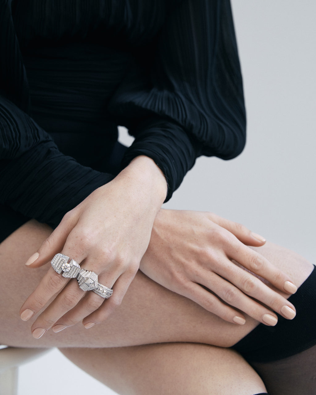 Rockaway Rhodium-Plated Sterling Silver Diamond Spinner Ring