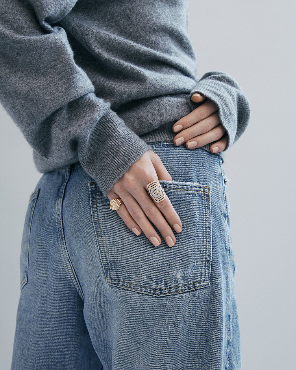 My Way 18K Gold and Rhodium-Plated Sterling Silver Diamond Ring