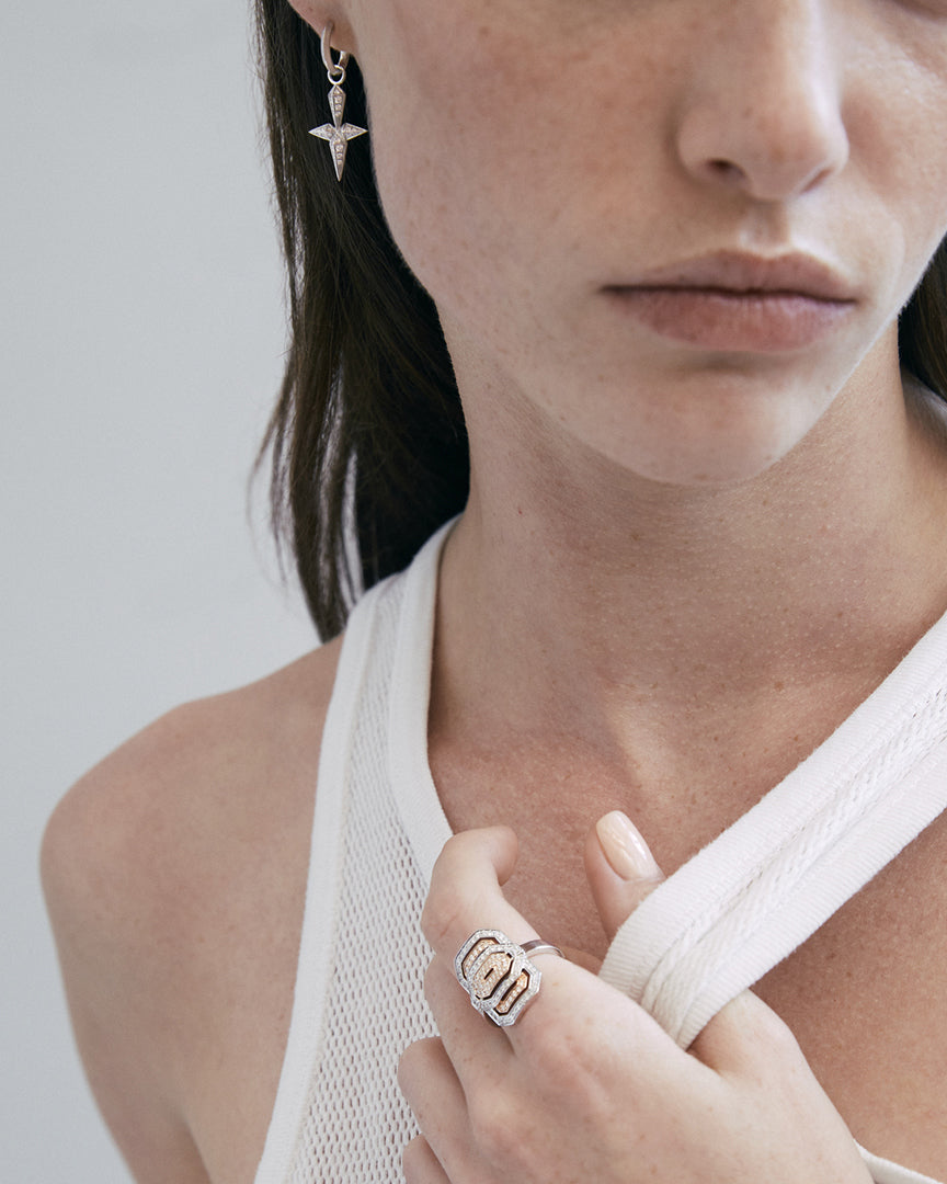 Mini My Way 18K Gold and Rhodium-Plated Sterling Silver Diamond Ring