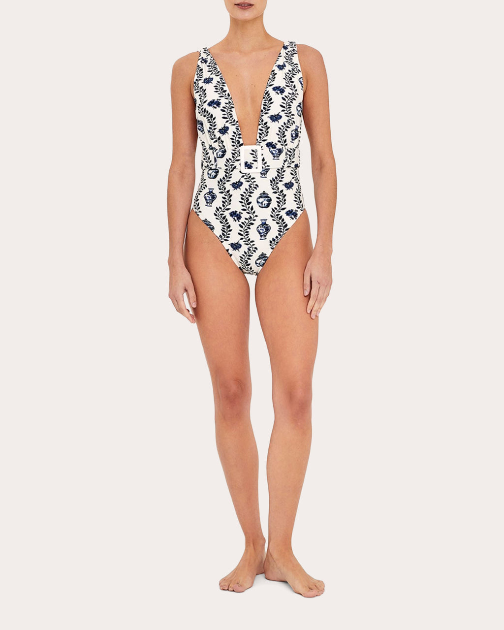 Dynastie Royale Belted Plunge One-Piece