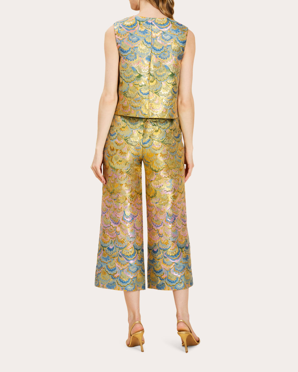 Sadie Metallic Jacquard Button-Front Top