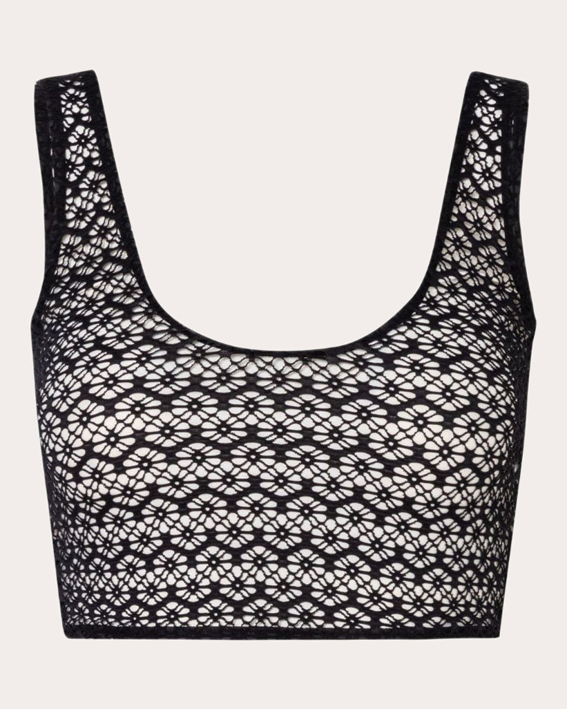 Sandro Floral Mesh Bikini Top