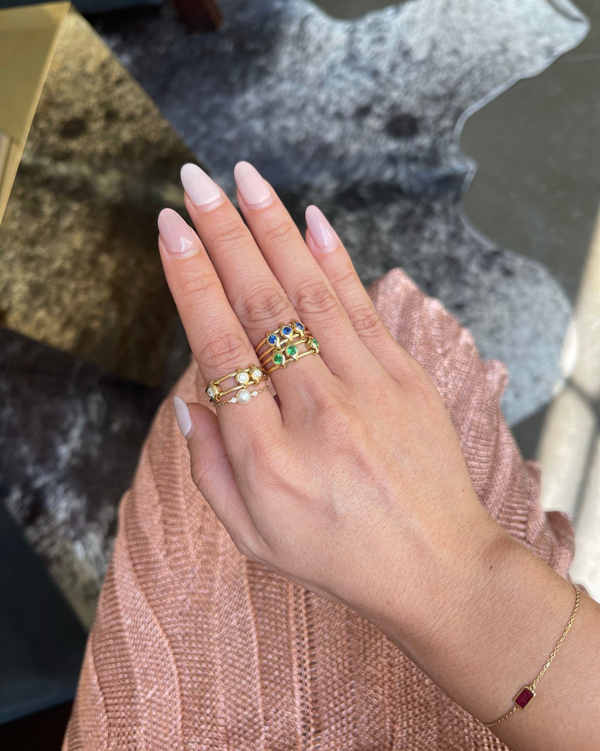 Sapphire & 18k Gold Orbit Ring