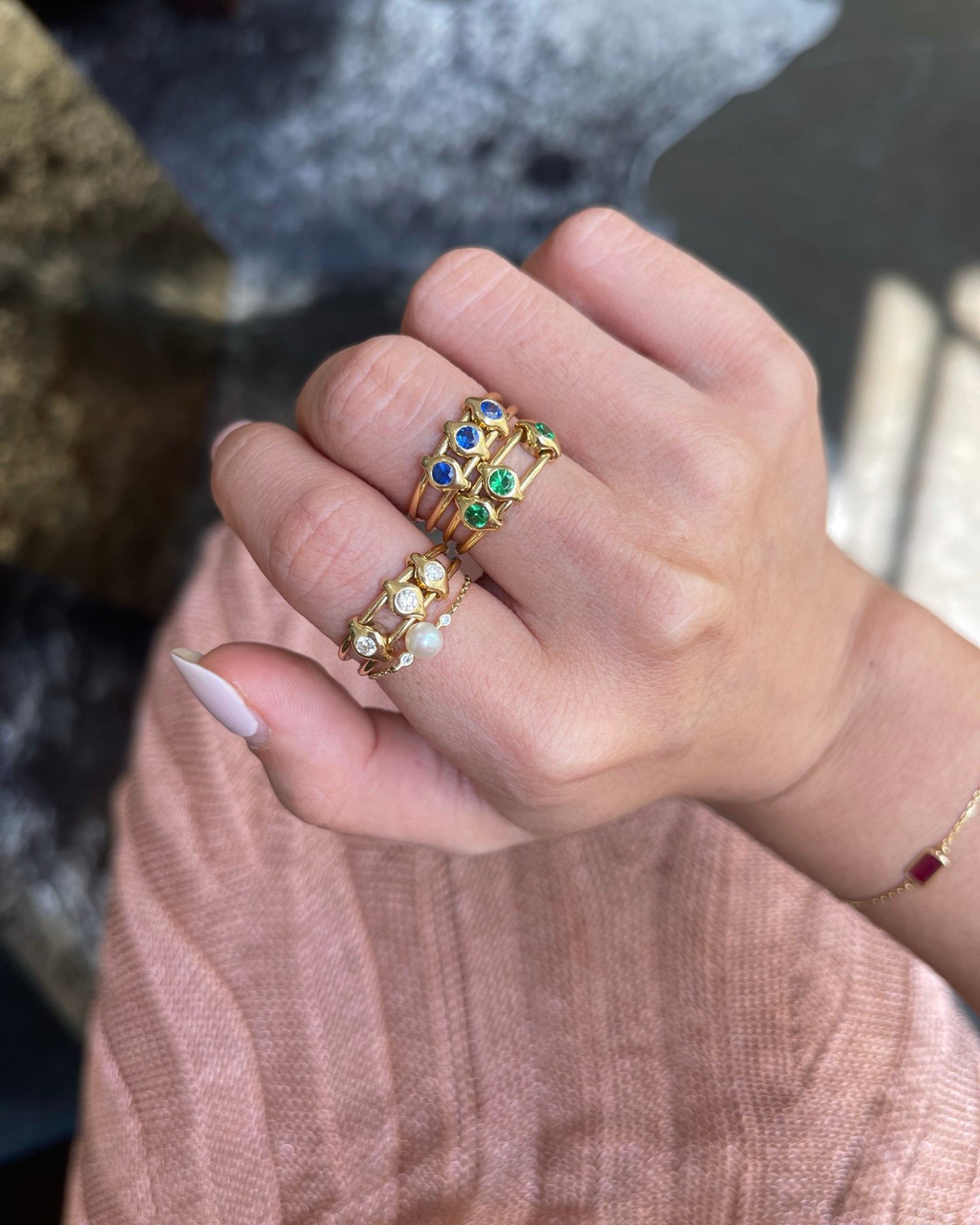 Sapphire & 18k Gold Orbit Ring