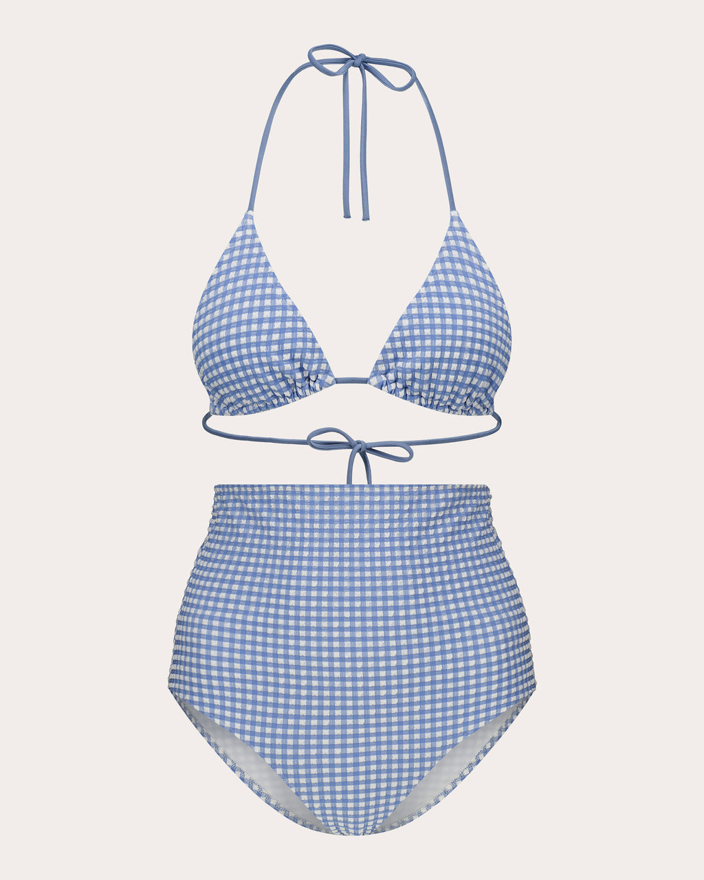 Ara Gingham High-Rise Bikini Bottoms