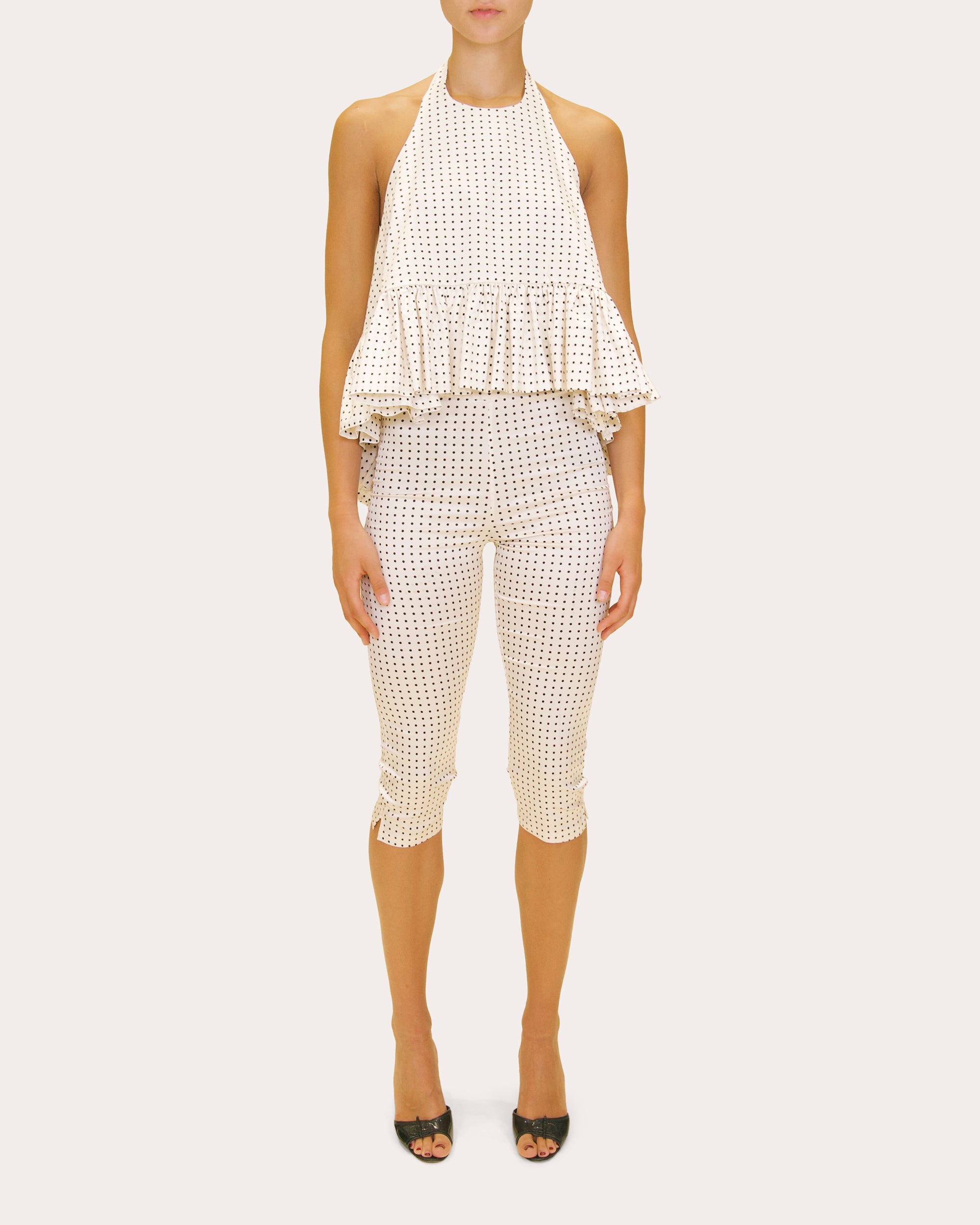 Winston Polka Dot Poplin High-Low Halter Top