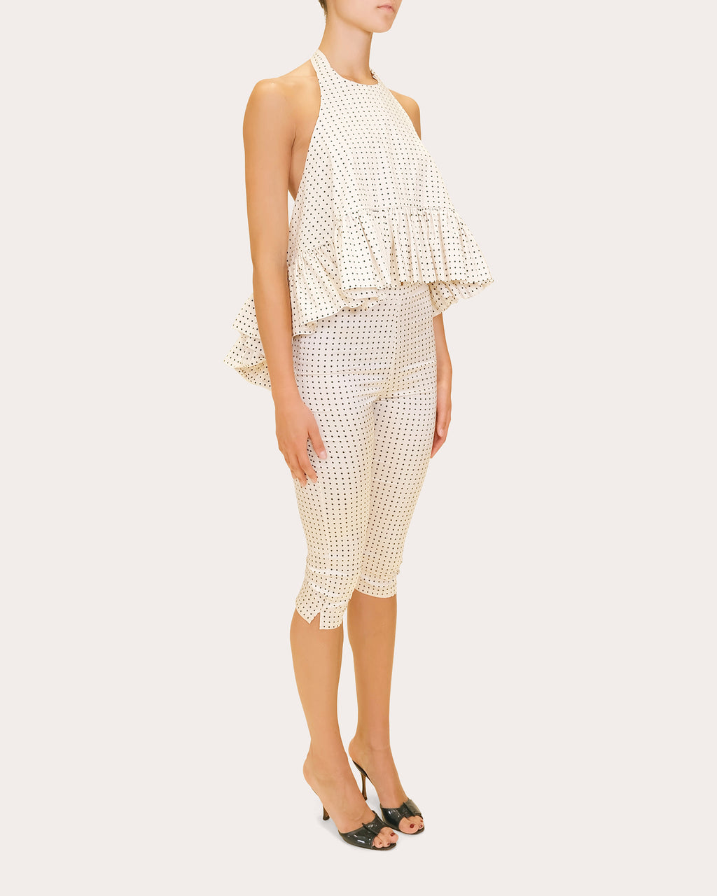 Winston Polka Dot Poplin High-Low Halter Top