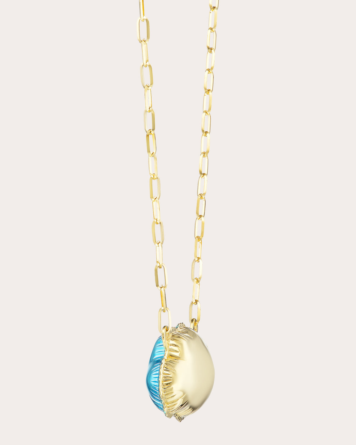 Sky Blue Silver Lining Pendant Necklace