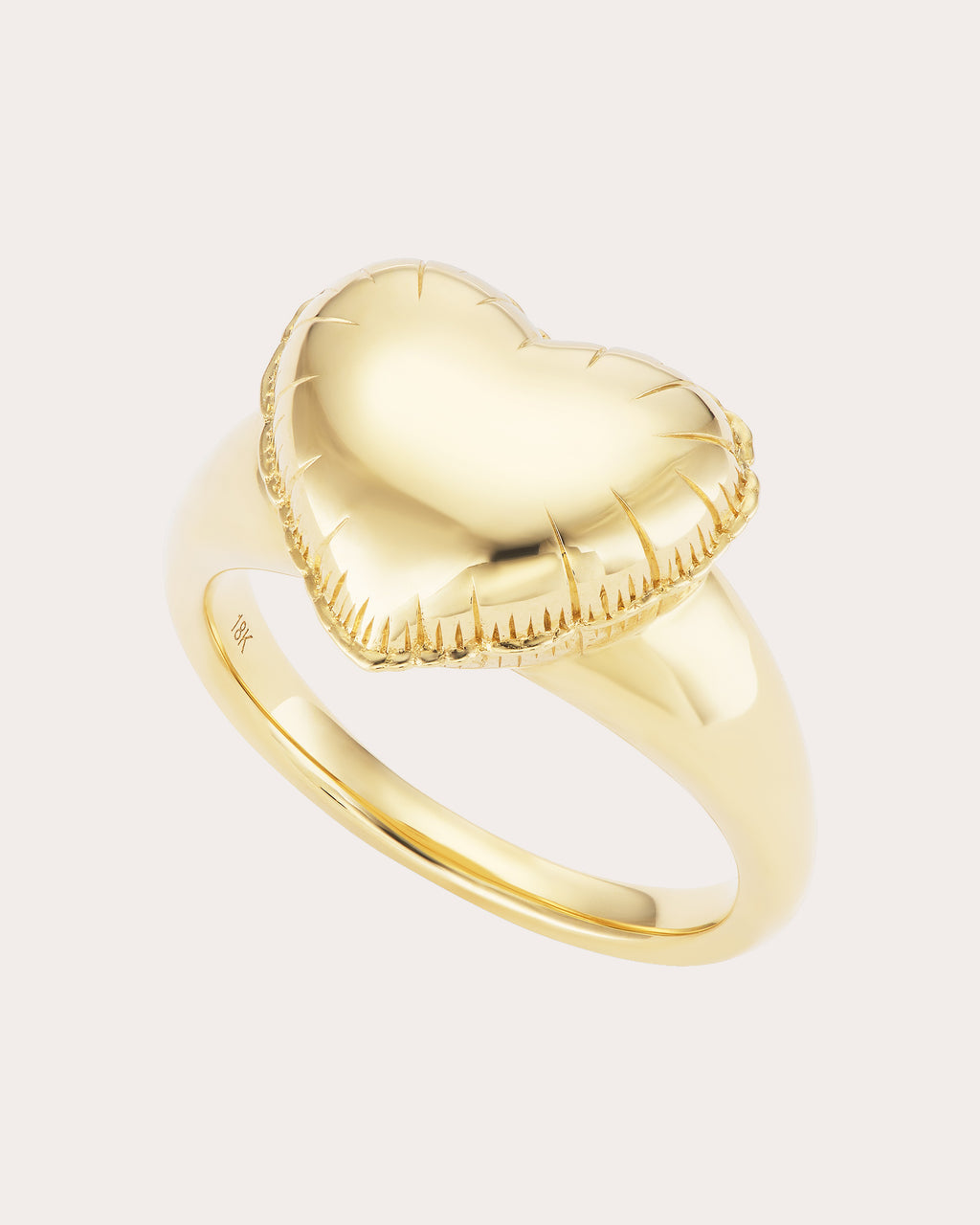 14k Gold Heart Balloon Signet Ring