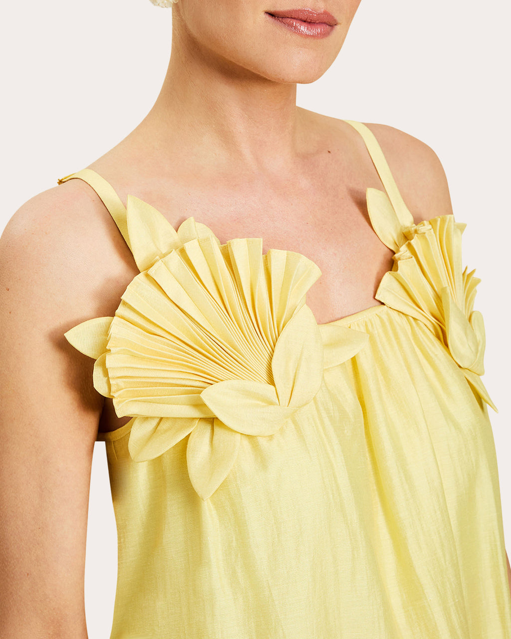 Solenn Ombré Organza Appliqué Midi Dress