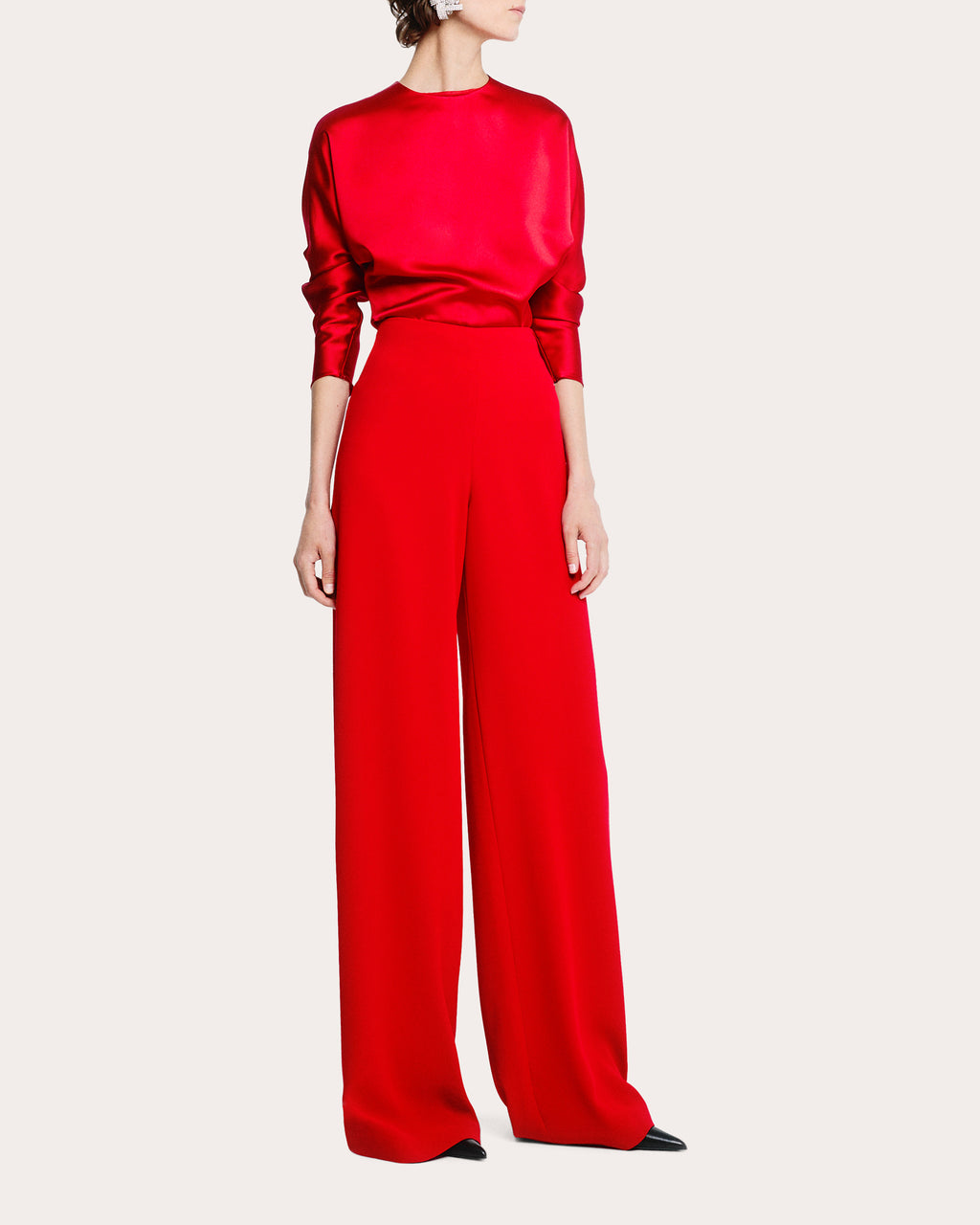 High-Waisted Wide-Leg Crepe Pants