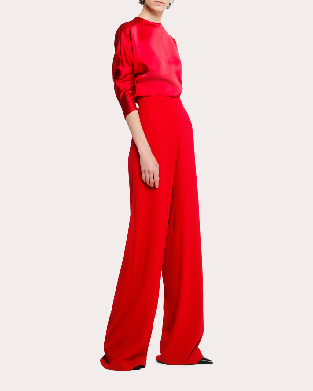 High-Waisted Wide-Leg Crepe Pants