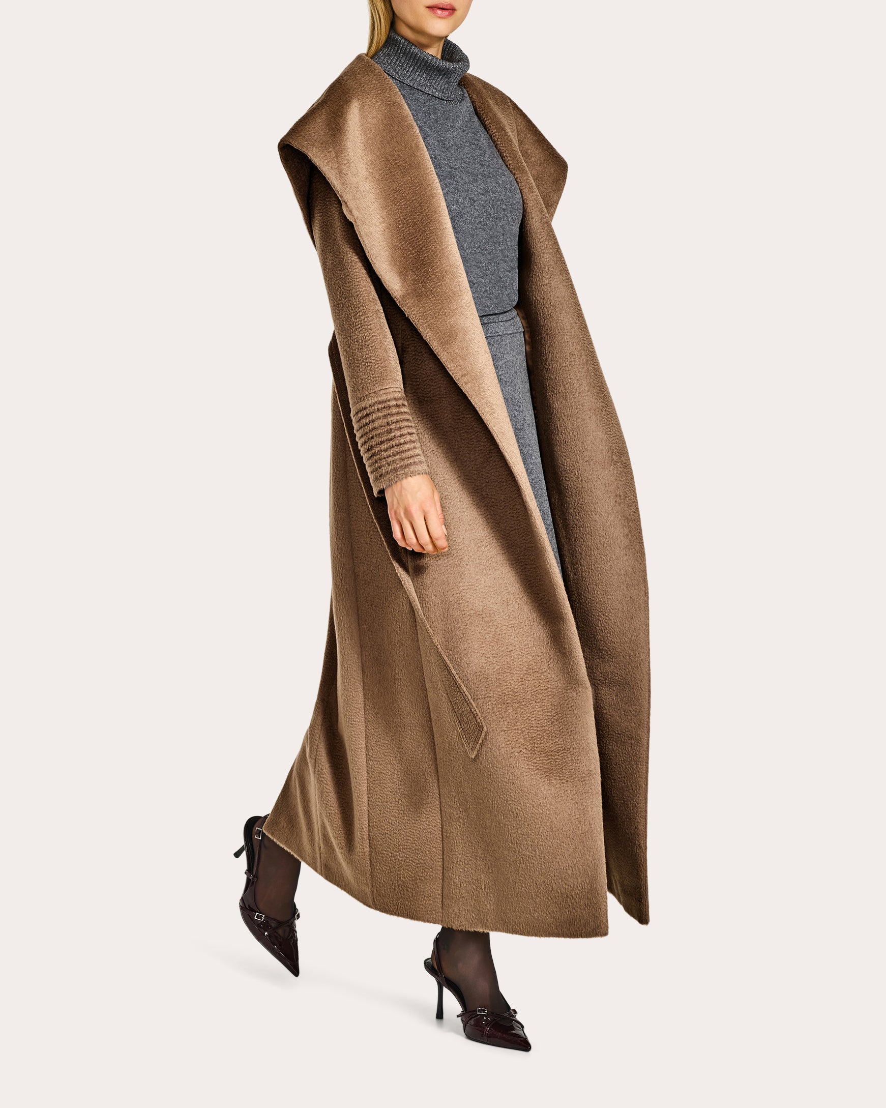 Suri Alpaca Hooded Maxi Wrap Coat